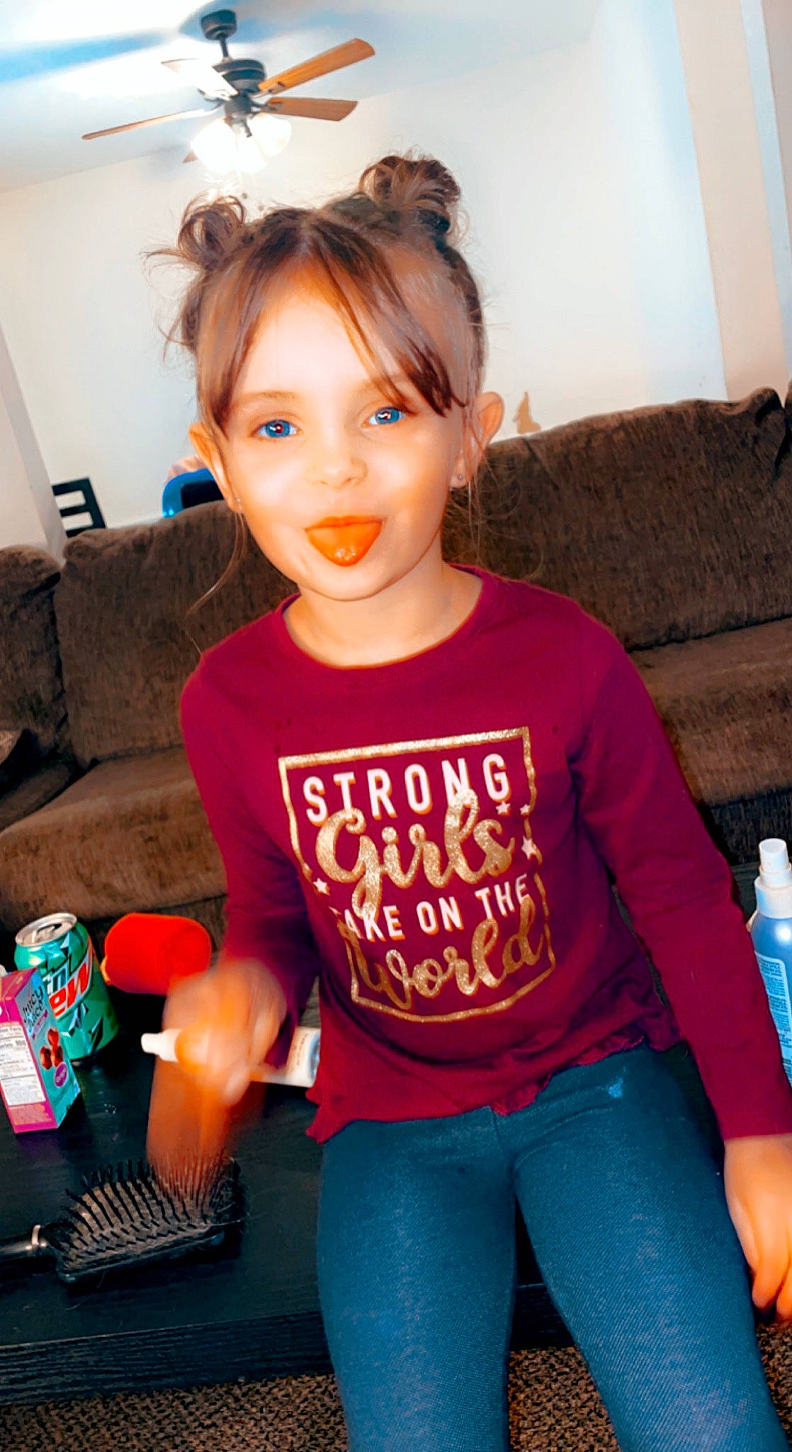 Lilee joined the competition — help win amazing prizes! black_hair, cool, couch, eyewear, facial_expression, fun, hair, hairstyle, happy, head, joy, knee, lip, long_hair, neck, person, shoulder, sleeve, smile, t_shirt