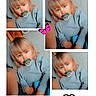 baby, blonde_hair, blue_eyes, butterfly, casual_clothing, child, childhood, collage, cute, expression, heart, indoor, innocence, pacifier, person, portrait, sitting, sweater, toddler, young_child
