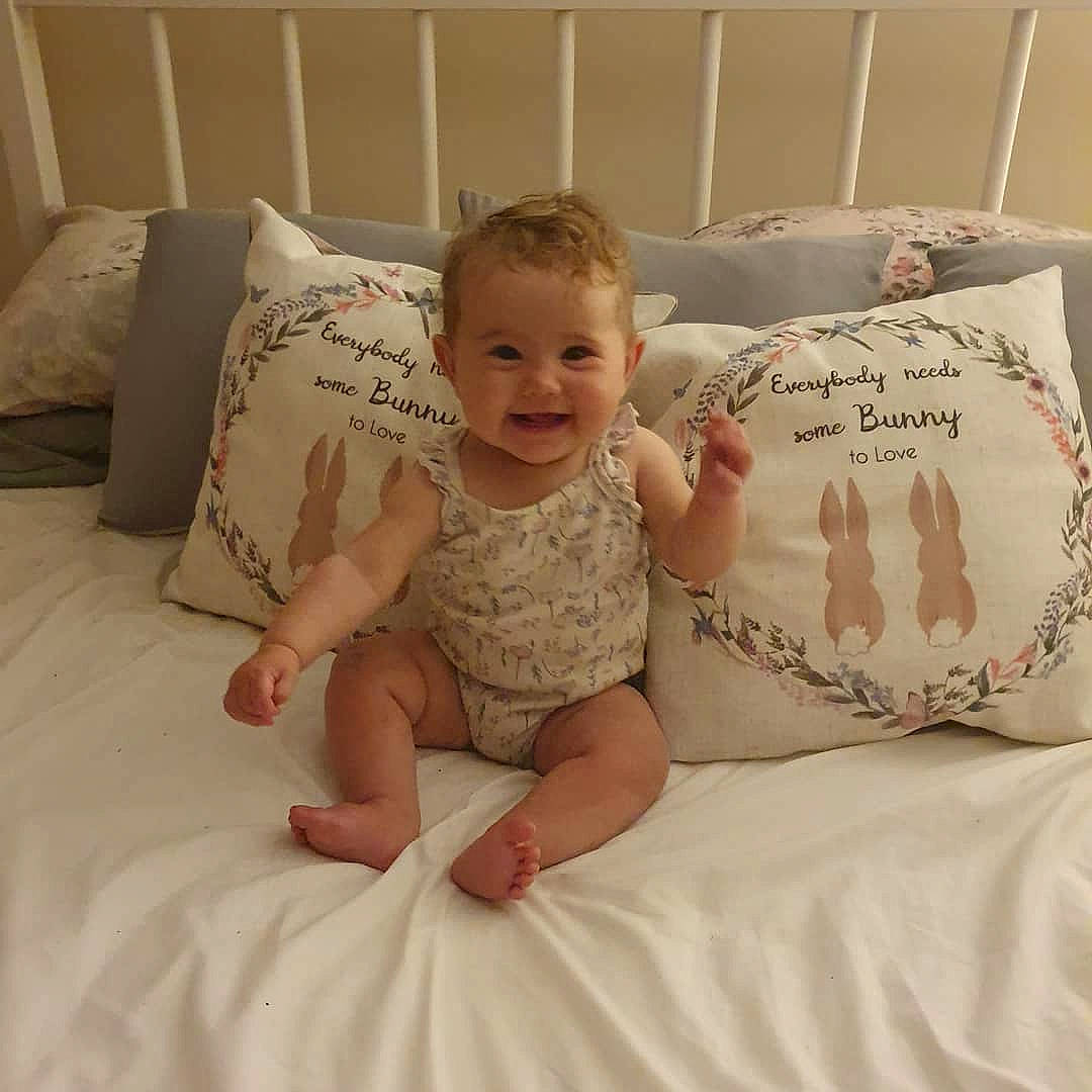 Connie joined the competition — help win amazing prizes! baby, baby_products, bed, bedding, bedtime, child, comfort, furniture, linens, person, pillow, product, room, textile, toddler