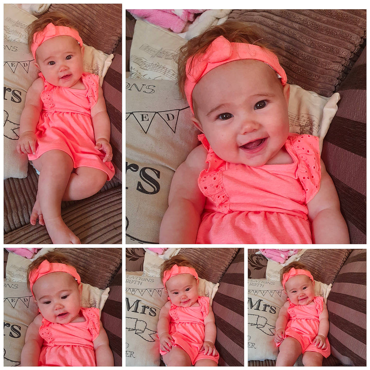 Connie joined the competition — help win amazing prizes! baby, baby_toddler_clothing, cheek, child, design, ear, face, hair_accessory, head, headband, headgear, joy, lip, outerwear, pattern, peach, person, photography, pink, product