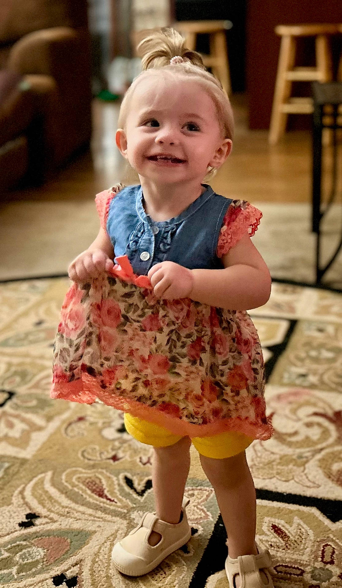 Savannah is registered to the contest to win money with this photo: ball, child, clothing, dress, face, female, footwear, girl, head, pants, person, photography, portrait, sandal, shoe, shorts, skirt, sport, tennis, tennisball