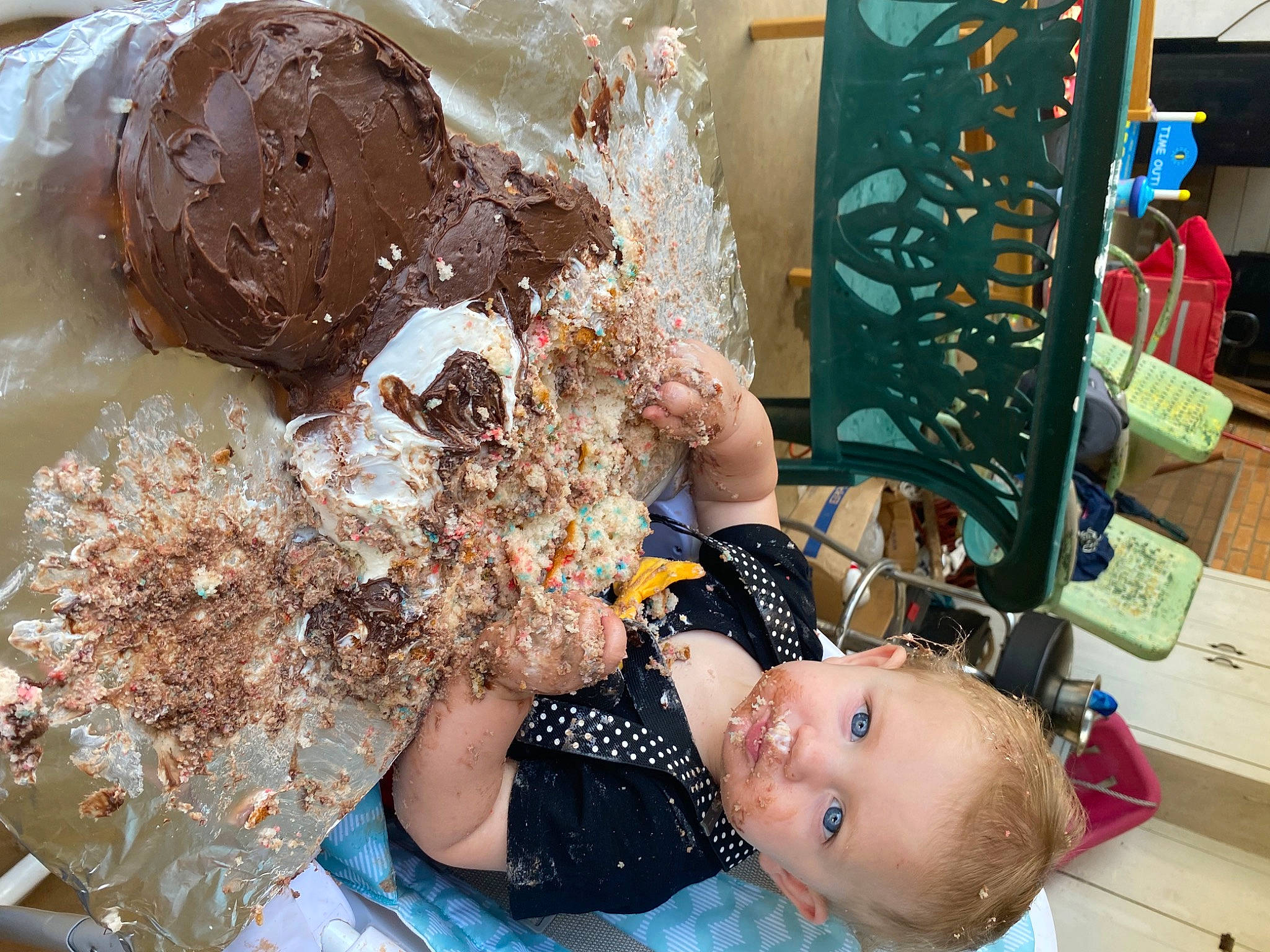 Rivers is registered to the contest to win money with this photo: aluminium_foil, baby, baby_toddler_clothing, child, chocolate, comfort_food, cuisine, dessert, event, fashion_accessory, foil, food, frozen_dessert, fun, happy, hat, ingredient, junk_food, person, sweetness