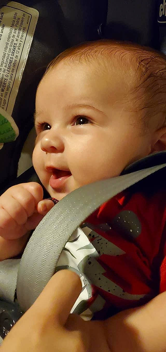 Braxtyn joined the competition — help win amazing prizes! baby, baby_toddler_clothing, cheek, chin, ear, eye, eyebrow, eyelash, facial_expression, finger, forehead, gesture, hairstyle, happy, head, iris, lip, mouth, nose, person