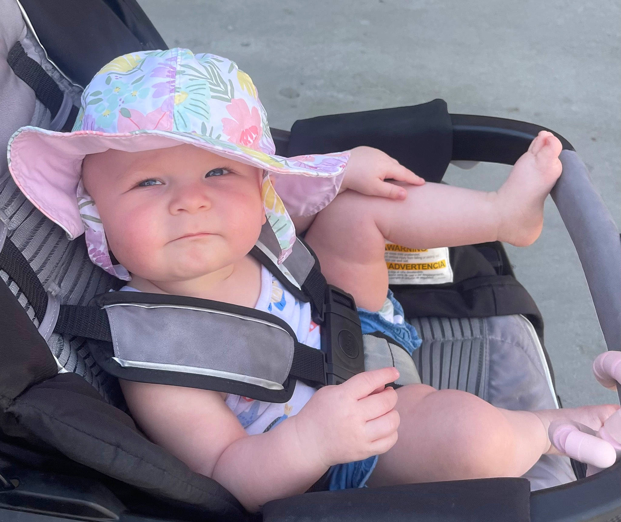 Aubrey is registered to the contest to win money with this photo: auto_part, baby, baby_carriage, baby_products, baby_toddler_clothing, cap, car_seat, child, comfort, fashion_accessory, foot, fun, hat, headwear, human_leg, lap, leisure, person, sitting, thigh