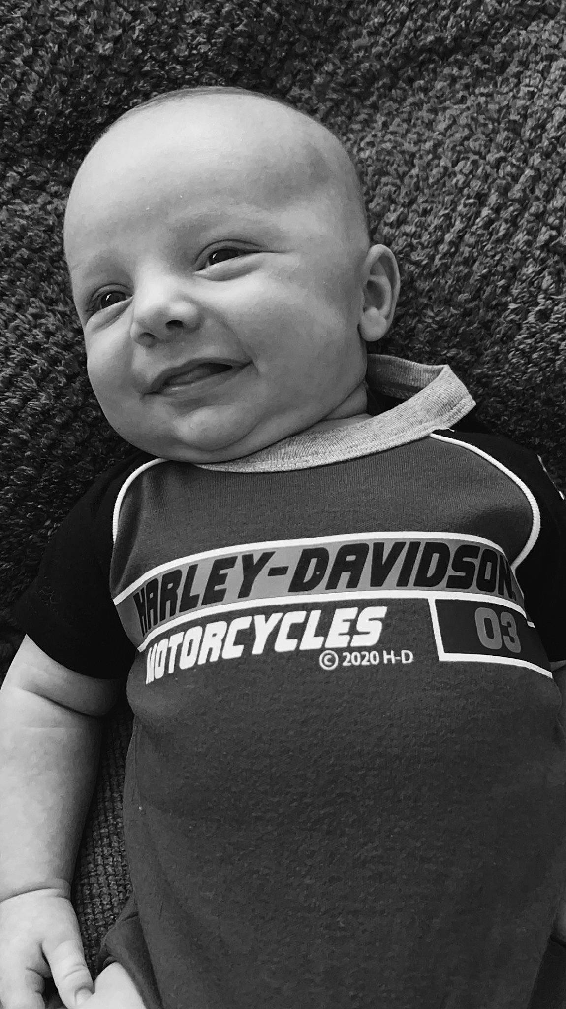 Beau joined the competition — help win amazing prizes! baby, baby_toddler_clothing, black, black_and_white, cheek, child, cool, flash_photography, font, grass, grey, happy, long_sleeved_t_shirt, monochrome, monochrome_photography, person, sleeve, smile, style, t_shirt
