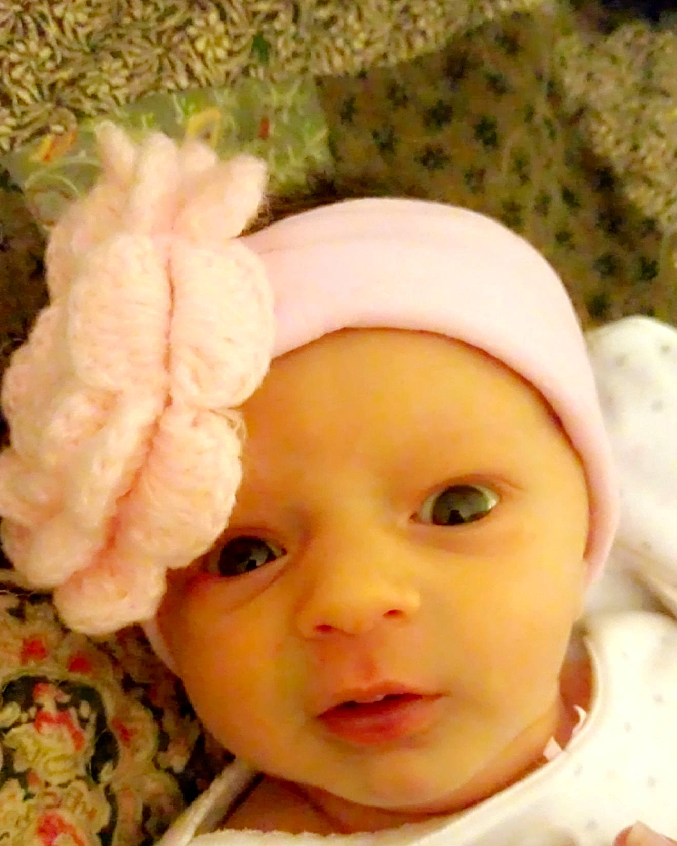 Blakelynn is registered to the contest to win money with this photo: baby, bonnet, cap, cheek, child, ear, forehead, head, headgear, nose, person, skin, smile, toddler