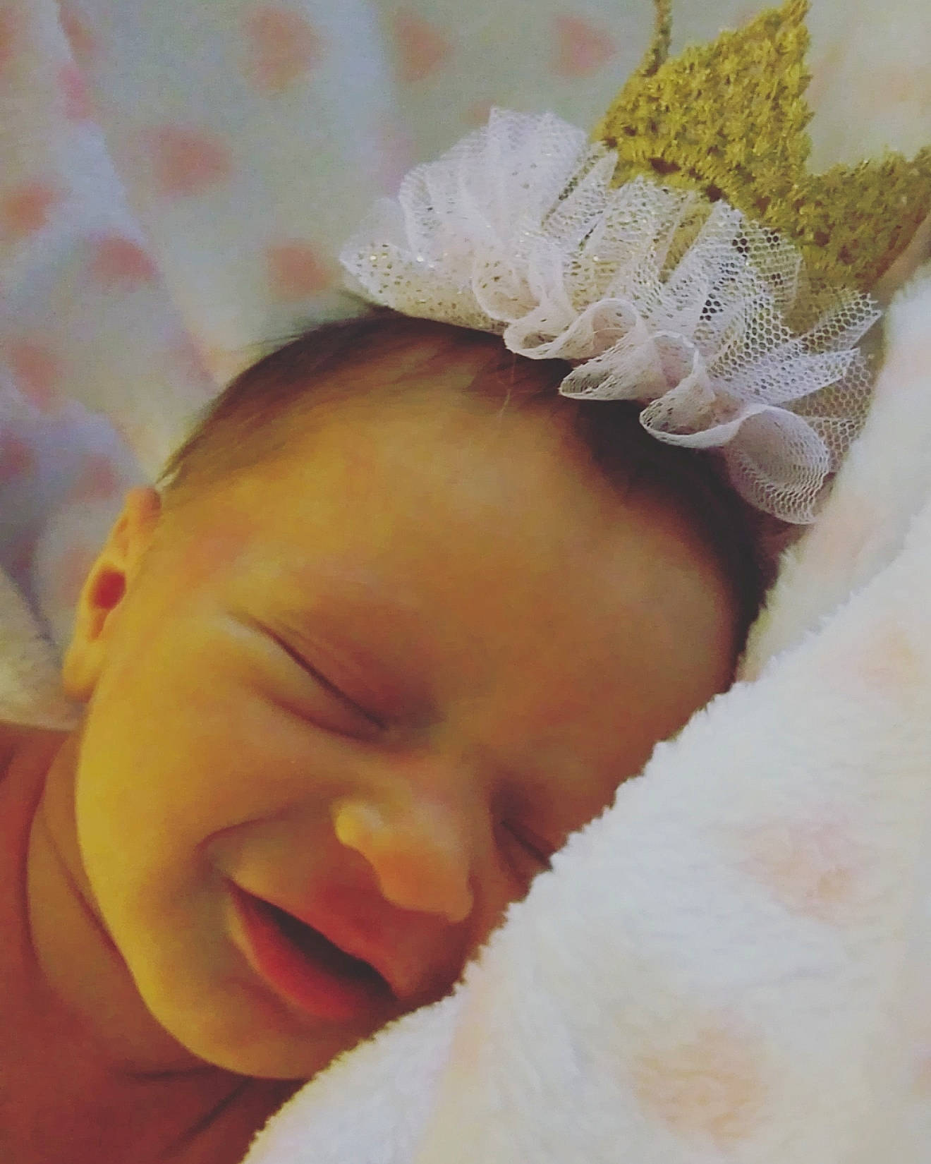 Blakelynn is registered to the contest to win money with this photo: baby, baby_sleeping, cheek, child, fashion_accessory, hair_accessory, headband, headgear, lip, nose, person, photography, pink, skin, sleep, smile, toddler, yellow