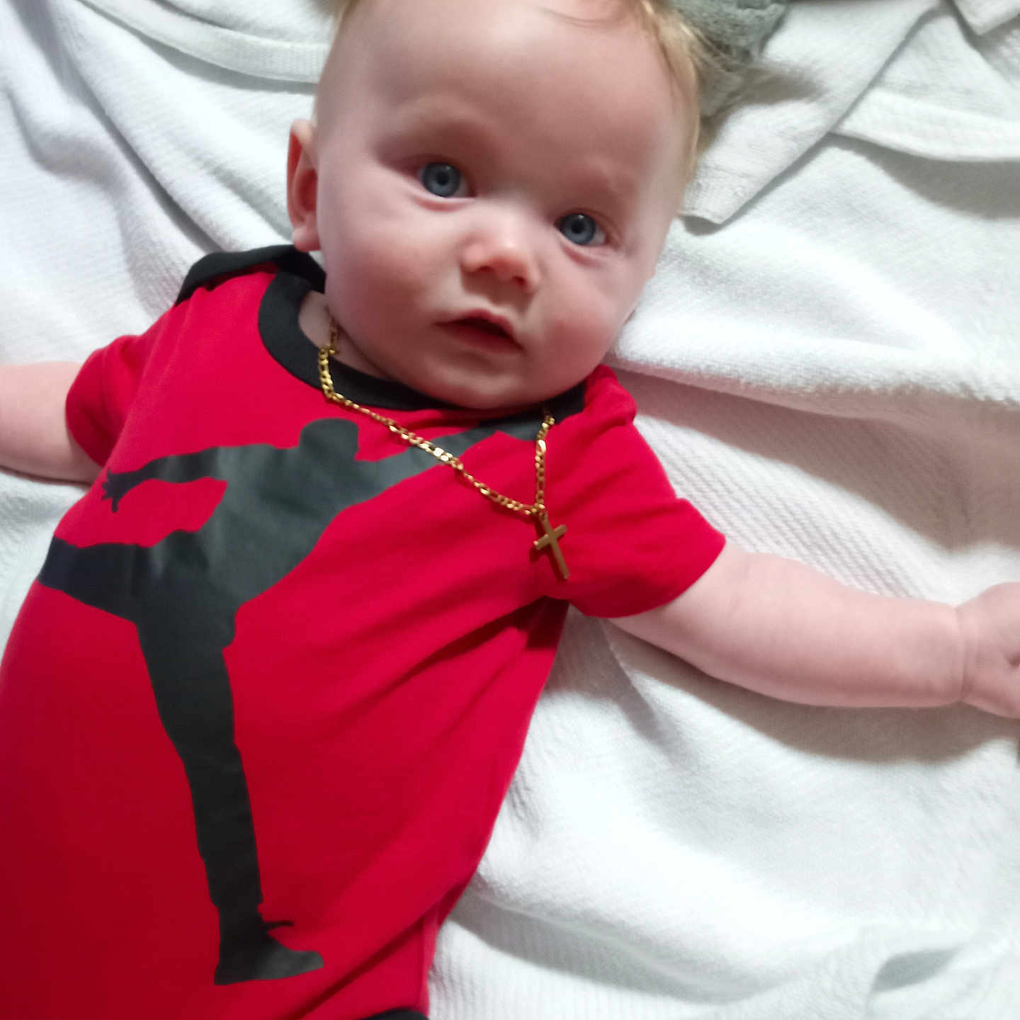 Kasper joined the competition — help win amazing prizes! accessories, applique, baby, bodypart, clothing, couch, dress, face, finger, furniture, hand, head, jewelry, necklace, pattern, person, photography, portrait, shirt, t_shirt