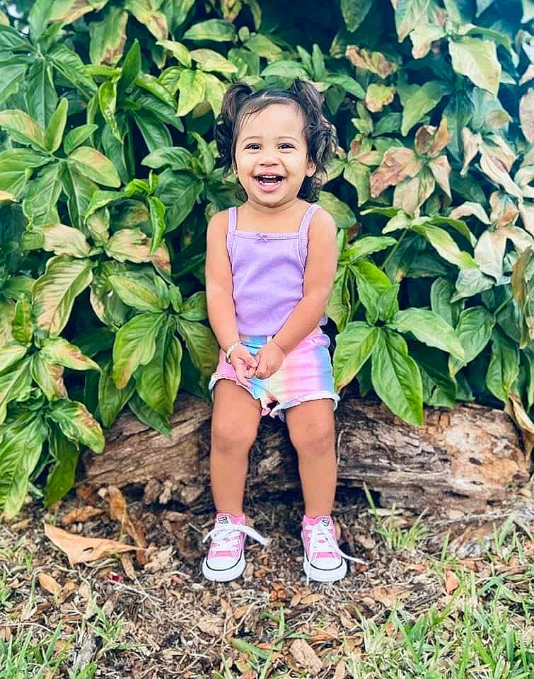 Kiera joined the competition — help win amazing prizes! baby, baby_toddler_clothing, child, child_model, clothing, day_dress, groundcover, happy, leaf, person, pink, shoe, sneakers, toddler, walking_shoe