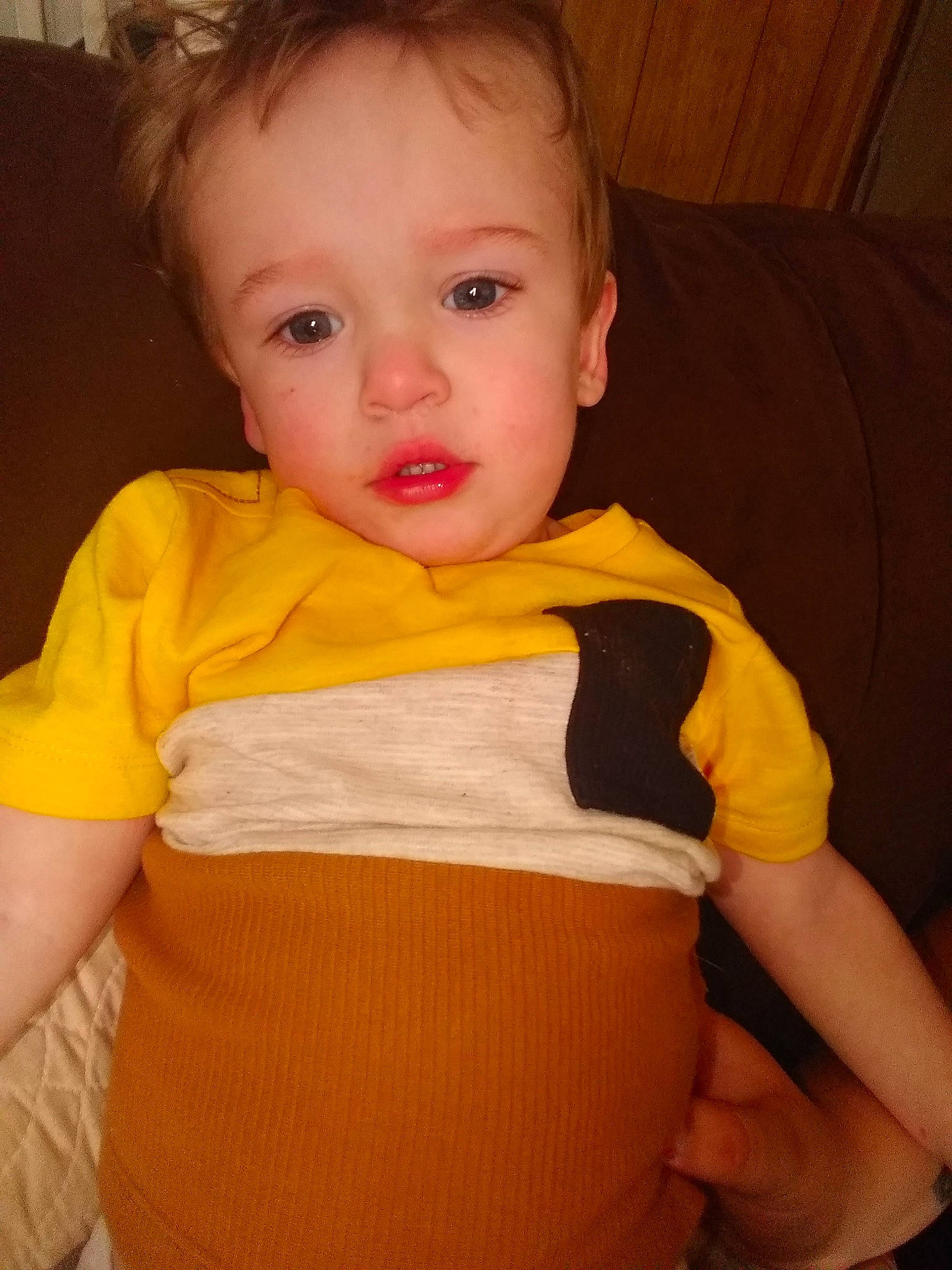 Konner is registered to the contest to win money with this photo: arm, baby, baby_products, cheek, child, chin, eye, face, head, lip, mouth, neck, nose, person, product, skin, smile, standing, t_shirt, toddler