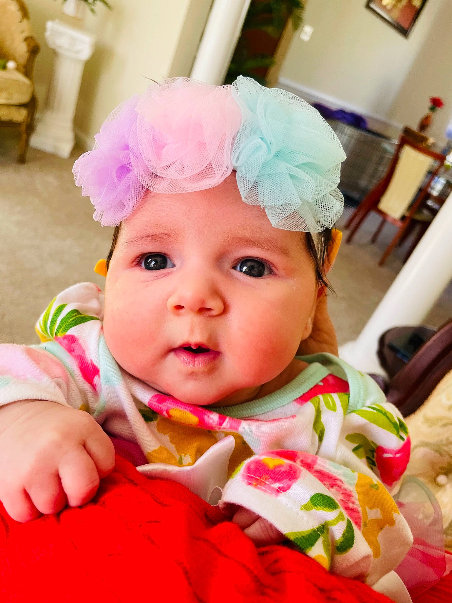 Athena joined the competition — help win amazing prizes! baby, baby_toddler_clothing, cap, cheek, child, chin, event, eyelash, fashion_accessory, fun, happy, headband, headgear, headpiece, headwear, iris, lip, magenta, person, pink