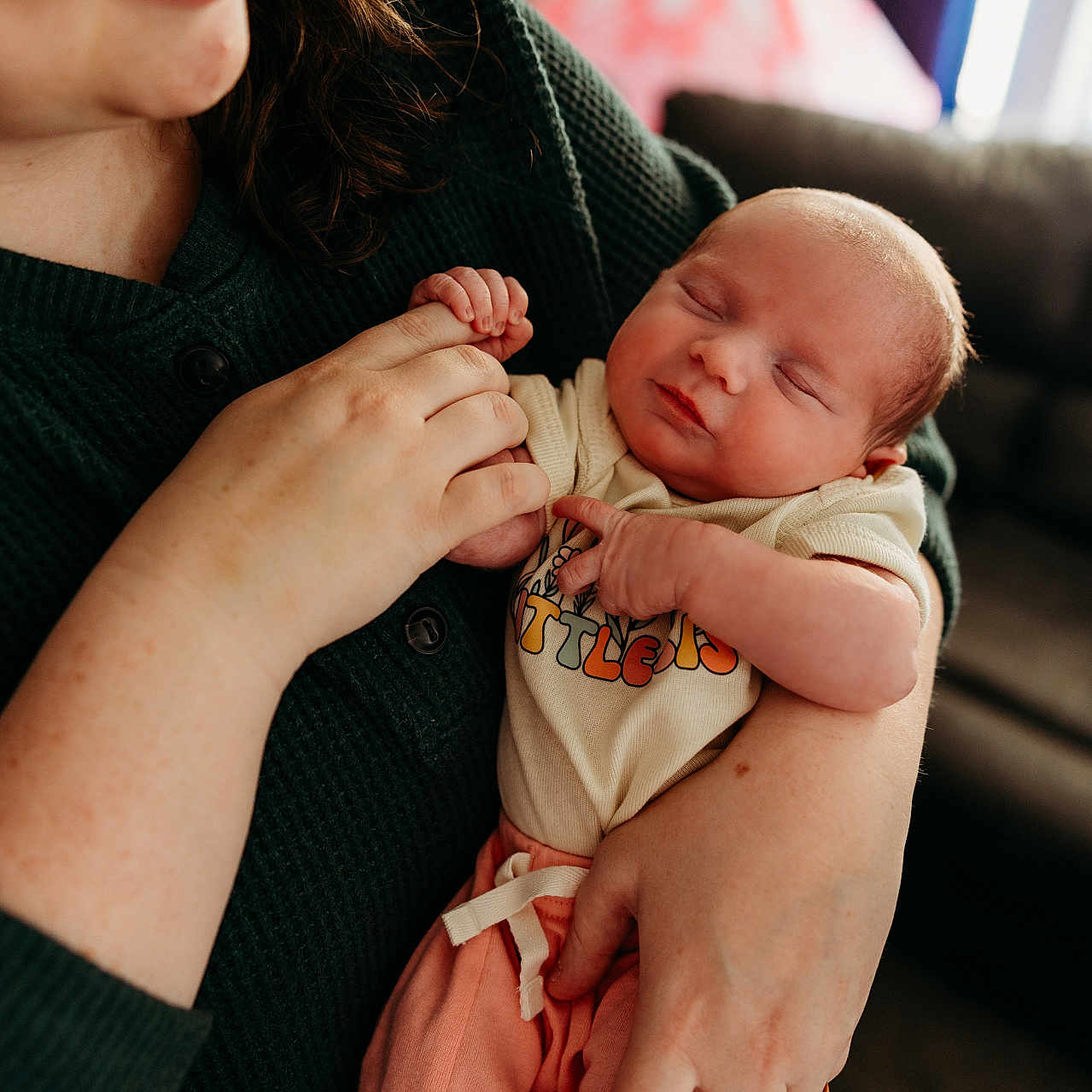 Jensen joined the competition — help win amazing prizes! baby, bodypart, childbirth, clothing, couch, face, finger, furniture, hand, happy, head, knitwear, newborn, people, person, photography, portrait, smile, sweater