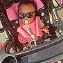 Zuri joined the competition — help win amazing prizes! baby, stroller, sunglasses, pacifier, pink, black, polka_dot, child, sunlight, outdoor, cute, fashion, accessory, footwear, white_shoes, seat_belt, infant, toy, summer, happy