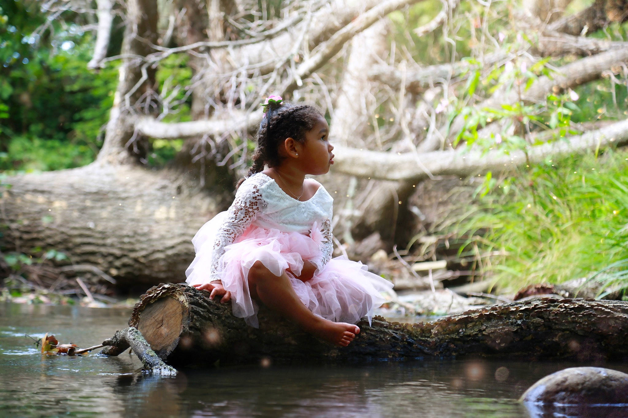 Liyah participe au concours pour gagner de l'argent avec cette photo : adaptation, bank, child, creek, forest, fun, jungle, nature, person, photography, plant, play, river, sitting, stream, tree, water, water_resources, watercourse