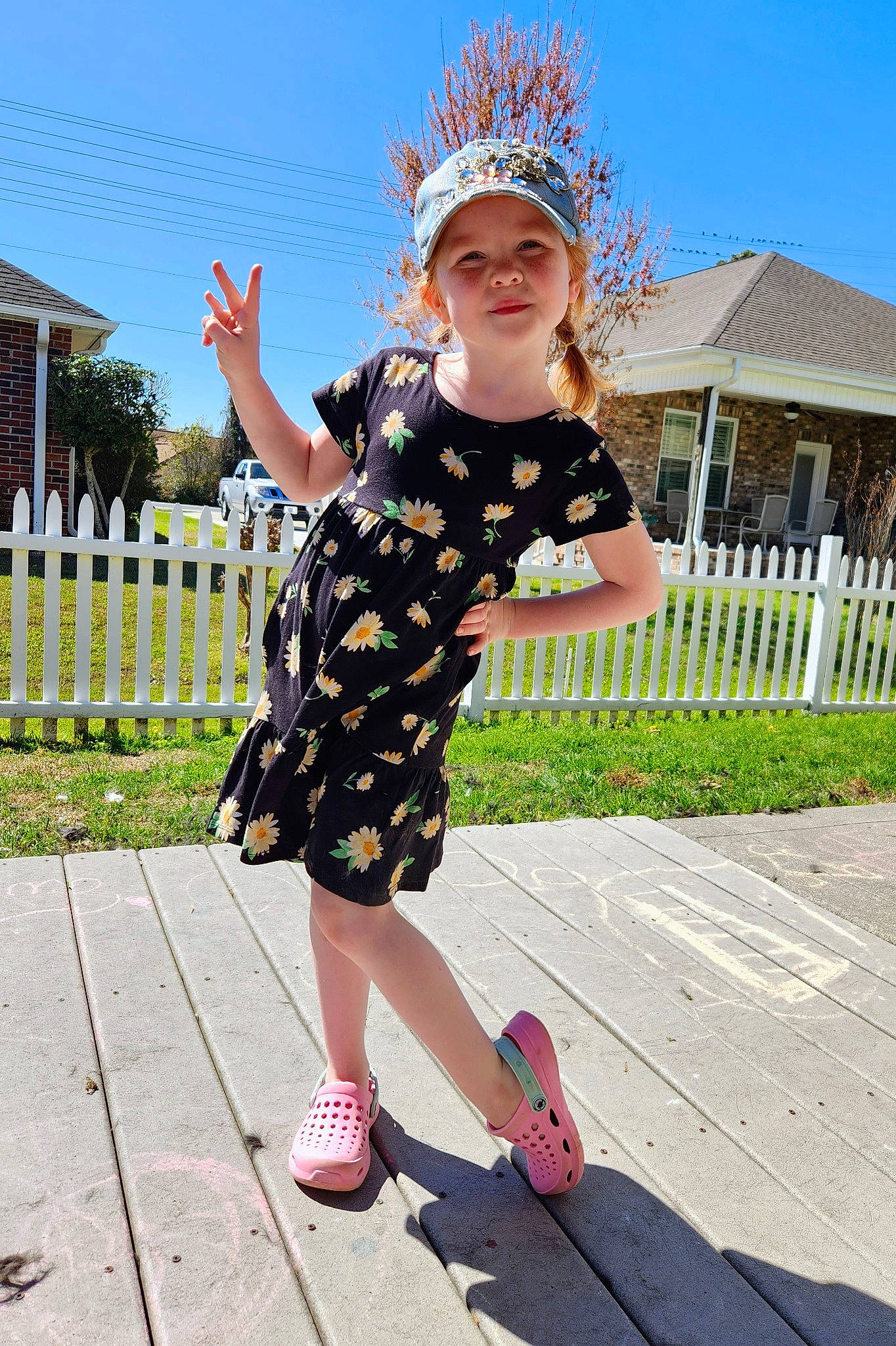 Camilla joined the competition — help win amazing prizes! child, electric_blue, eyewear, fence, fun, grass, happy, headpiece, headwear, joy, leisure, person, pink, plaid, plant, recreation, sky, sleeve, summer, tartan