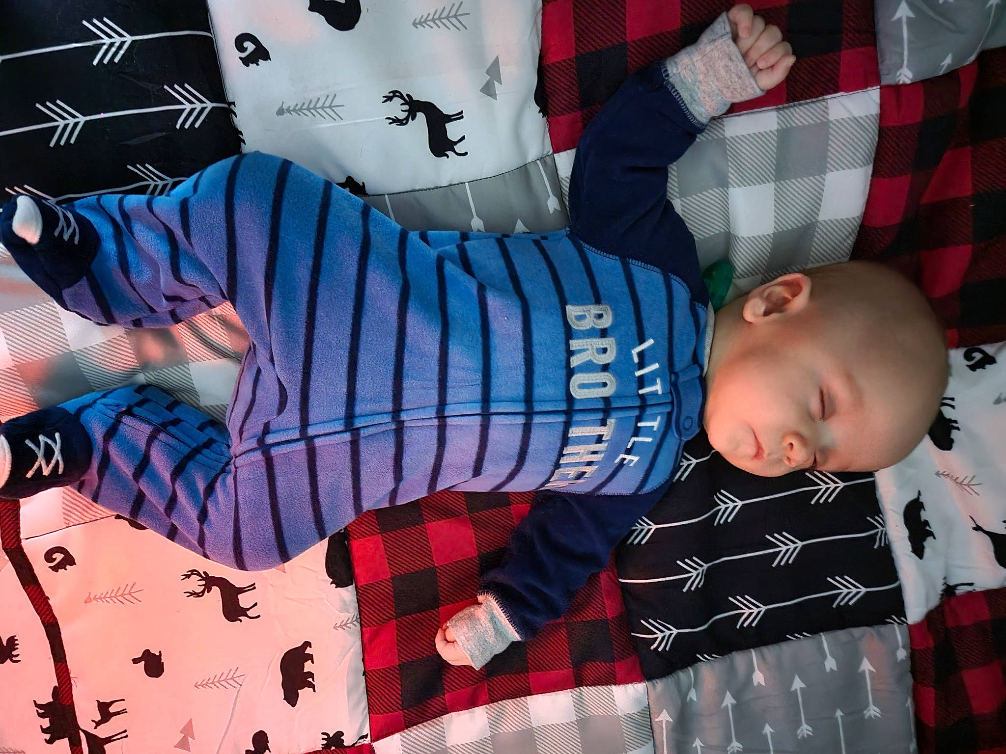 Carter joined the competition — help win amazing prizes! baby, baby_toddler_clothing, blue, carmine, child, comfort, design, electric_blue, event, gesture, happy, pattern, person, plaid, red, sleeve, smile, tartan, textile, toddler