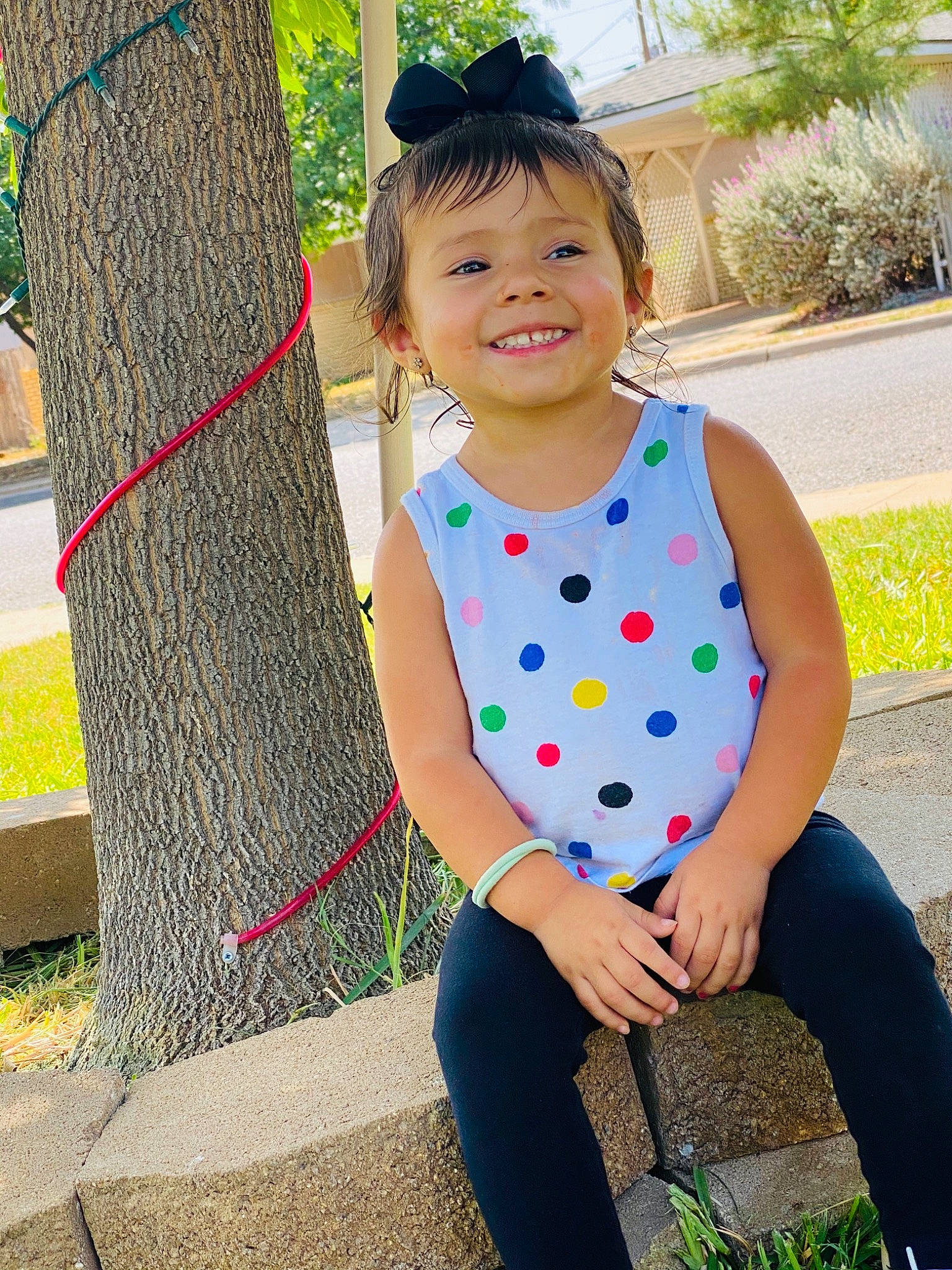 Mia joined the competition — help win amazing prizes! beauty, child, child_model, design, face, happy, head, joy, outerwear, pattern, person, photography, polka_dot, skin, smile, spring, summer, textile, toddler, tree