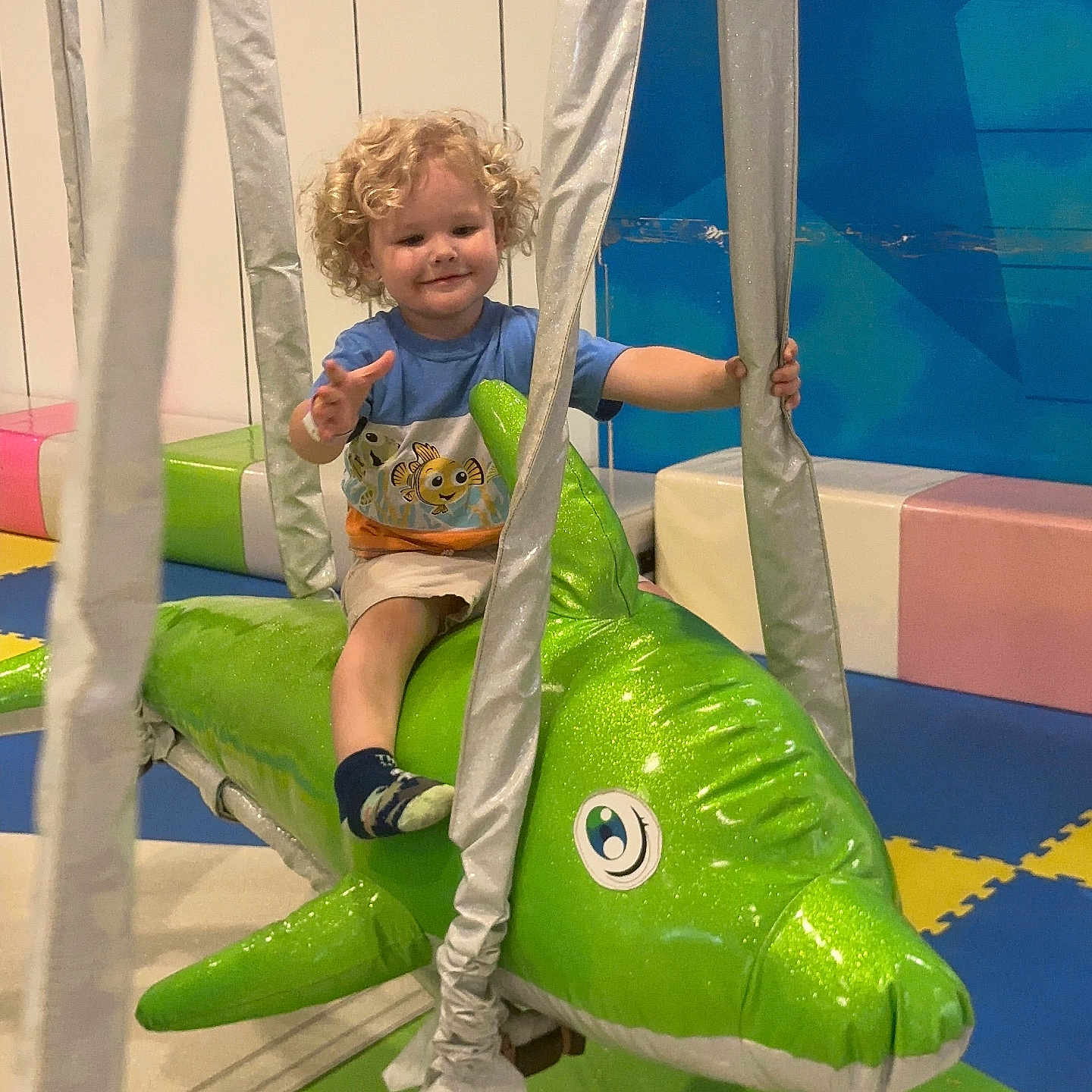 Jaden joined the competition — help win amazing prizes! boy, child, clothing, face, footwear, furniture, head, indoors, inflatable, male, outdoorplayarea, outdoors, pants, person, photography, playarea, portrait, shoe, shorts, toy