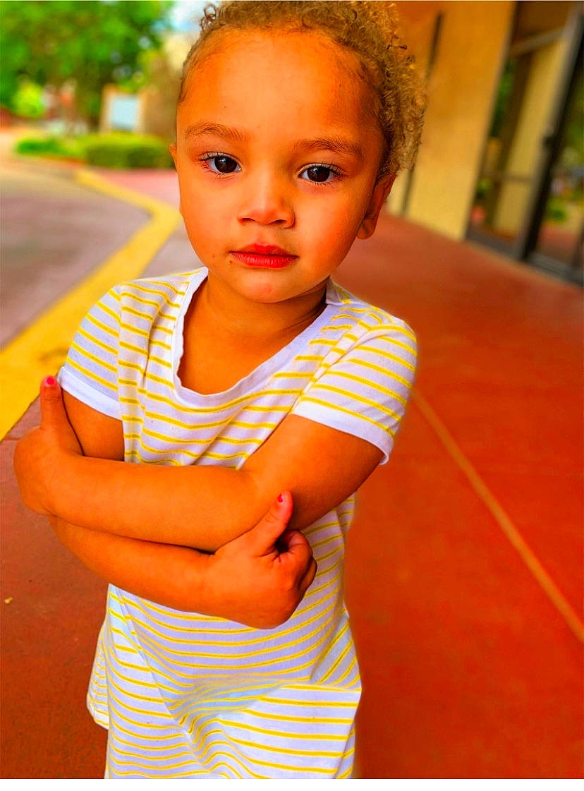 Nevaeh joined the competition — help win amazing prizes! child, child_model, face, orange, person, skin, toddler, yellow