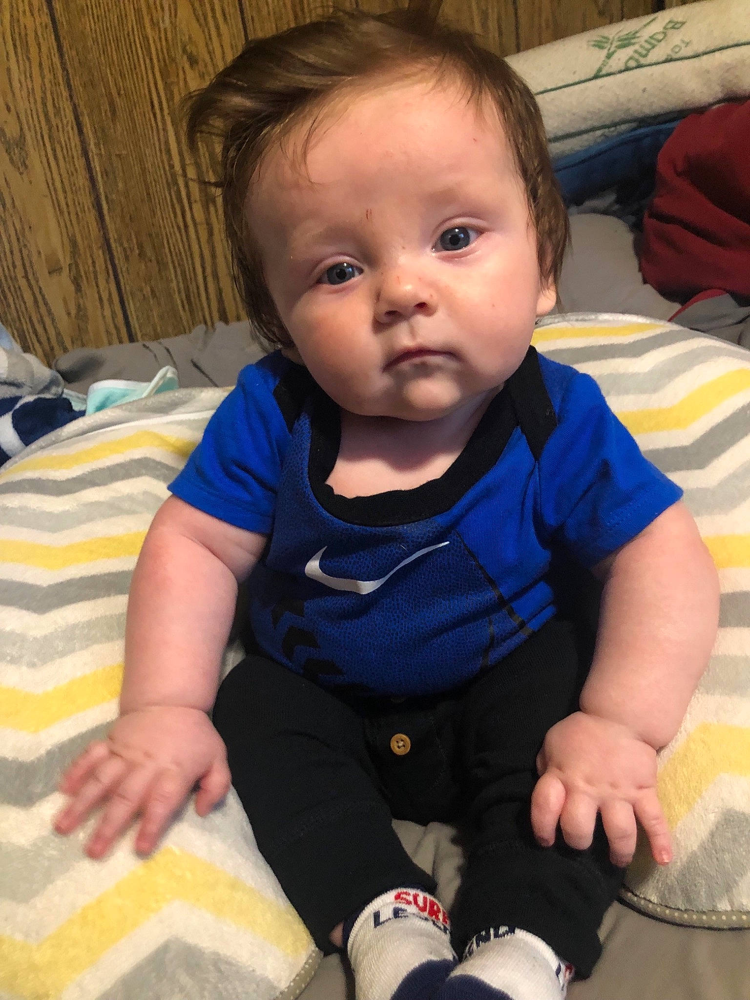 Lyle is registered to the contest to win money with this photo: baby, baby_toddler_clothing, cheek, child, eye, person, play, skin, toddler