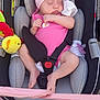Liyana participe au concours pour gagner de l'argent avec cette photo : baby, infant, car_seat, sleeping, pink_clothing, headband, flower, plush_toy, blanket, safety_harness, child, cute, outdoor, footwear, pacifier, fabric, strap, rest, newborn, toddler