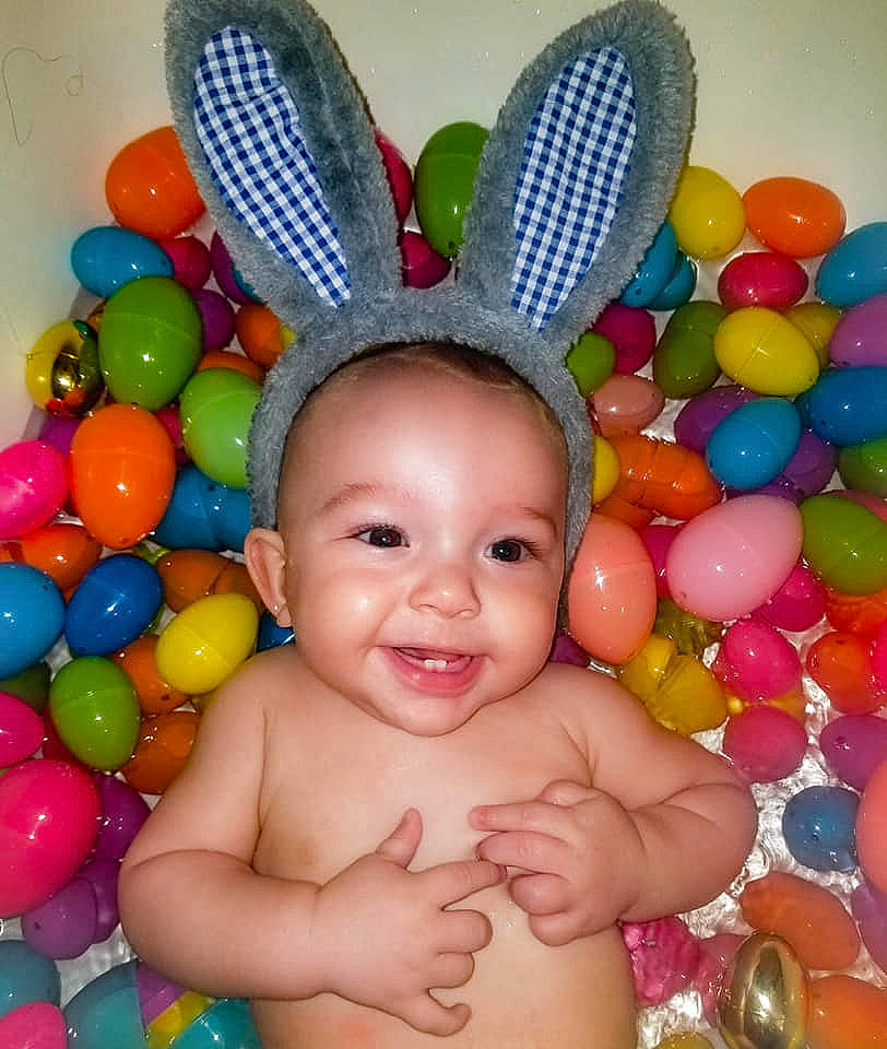 Roman is registered to the contest to win money with this photo: baby, baby_products, baby_toys, balloon, child, ear, easter, easter_bunny, fun, happy, holiday, joy, party_supply, person, play, product, smile, toddler, toy