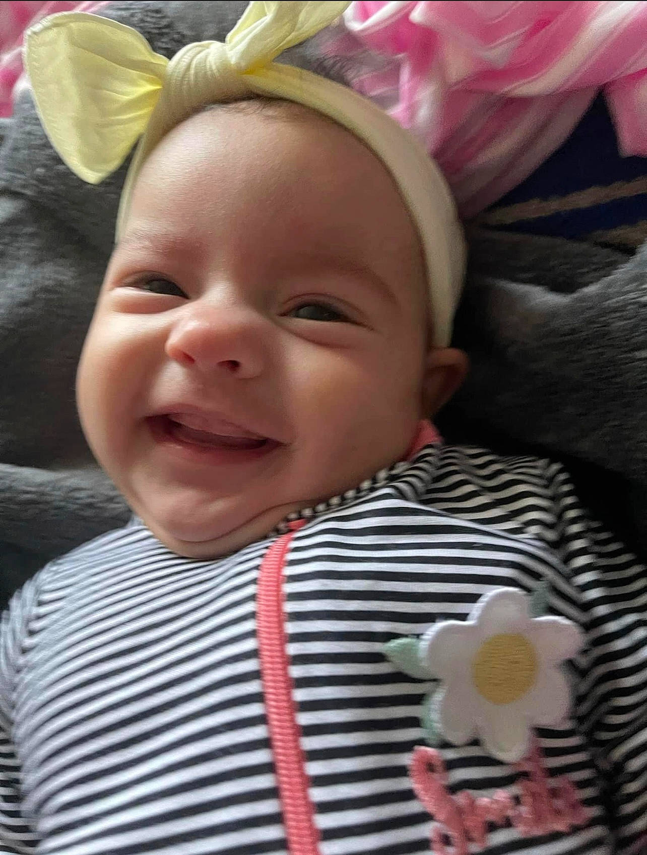 Amiya joined the competition — help win amazing prizes! baby, baby_laughing, baby_toddler_clothing, cheek, child, chin, comfort, eye, fun, happy, iris, lip, mouth, nose, people, person, pink, skin, sleeve, smile