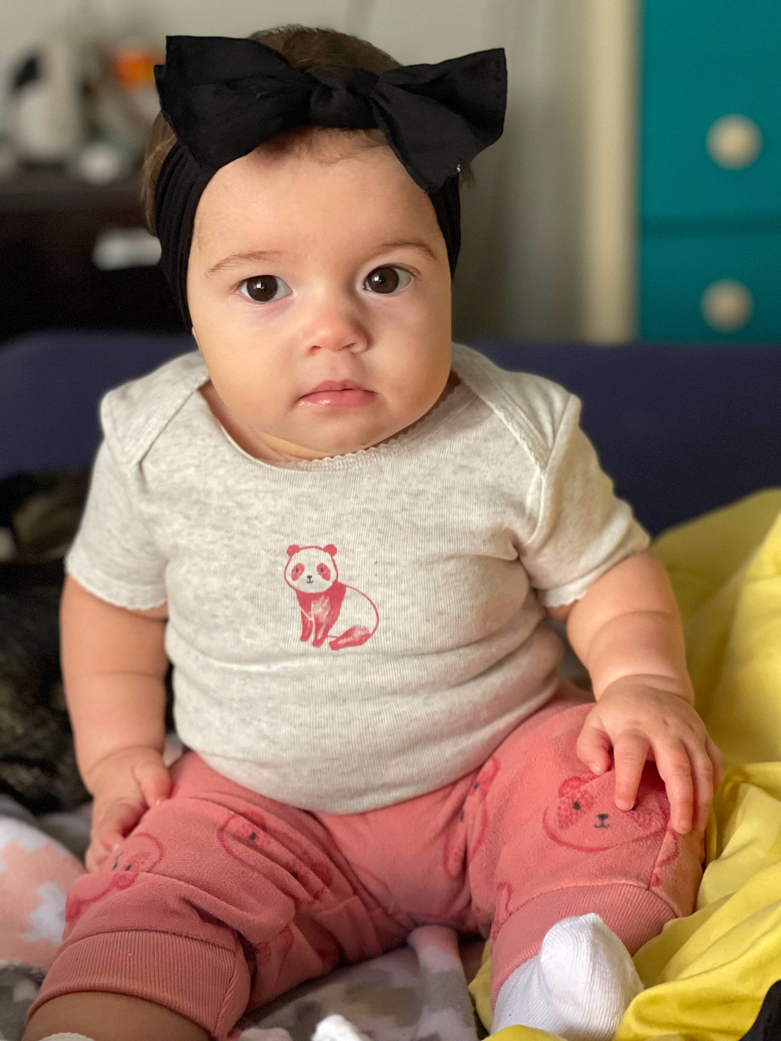 Amiya joined the competition — help win amazing prizes! baby, baby_toddler_clothing, cheek, child, costume_hat, eye, eyelash, fashion_accessory, fun, happy, hat, head, lip, neck, person, pink, sitting, skin, sleeve, sock