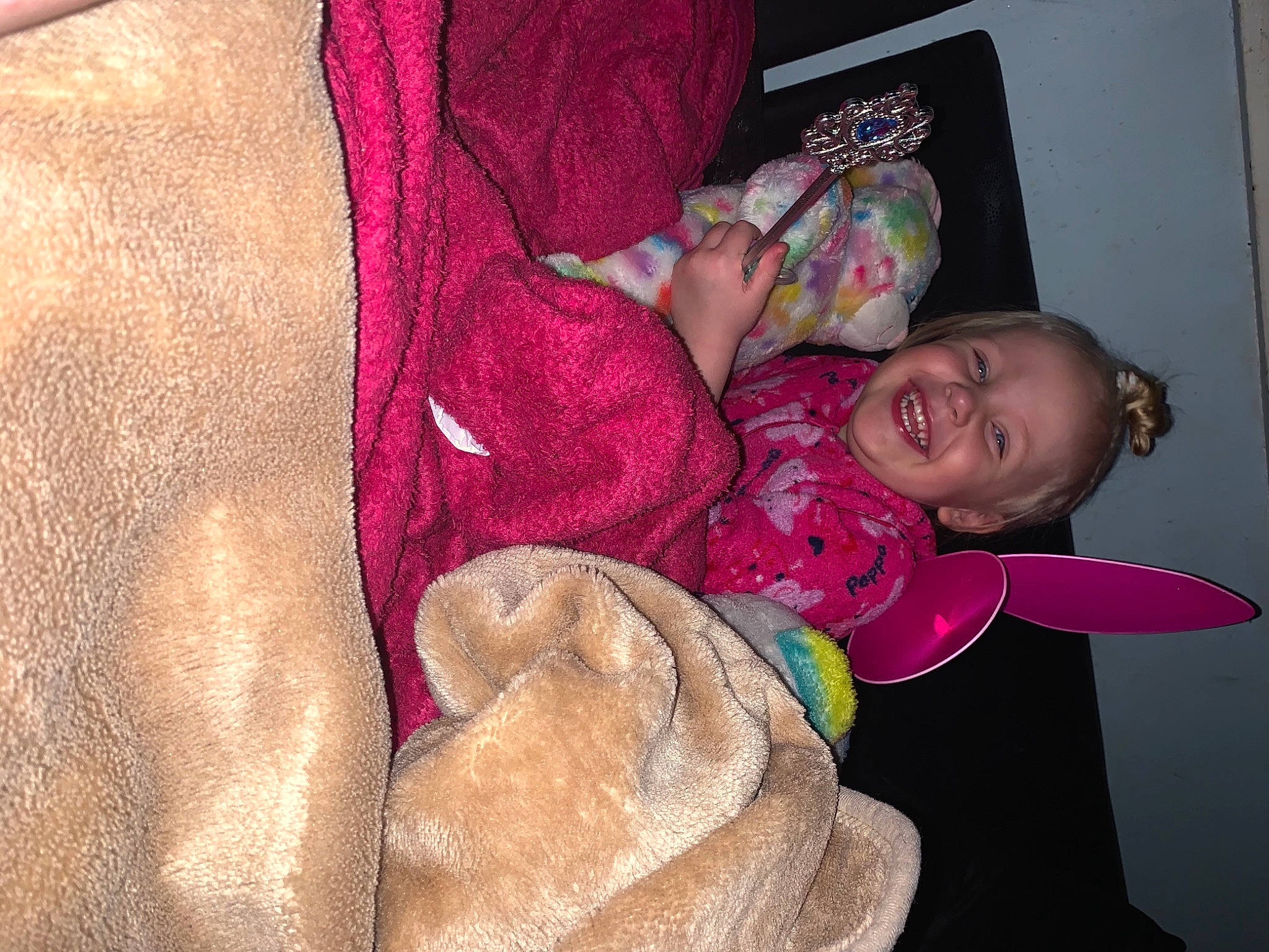 Layla-mae is registered to the contest to win money with this photo: baby, baby_toddler_clothing, cheek, child, comfort, flesh, fun, fur, happy, joy, linens, magenta, pattern, person, pink, purple, room, skin, smile, textile