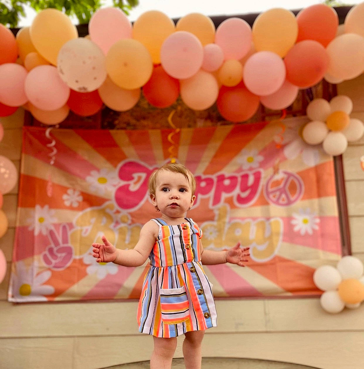 Arabelle joined the competition — help win amazing prizes! balloon, beauty, decoration, doll, dress, event, font, fun, happy, magenta, orange, organ, party_supply, person, photograph, pink, snapshot, summer, sweetness, toddler