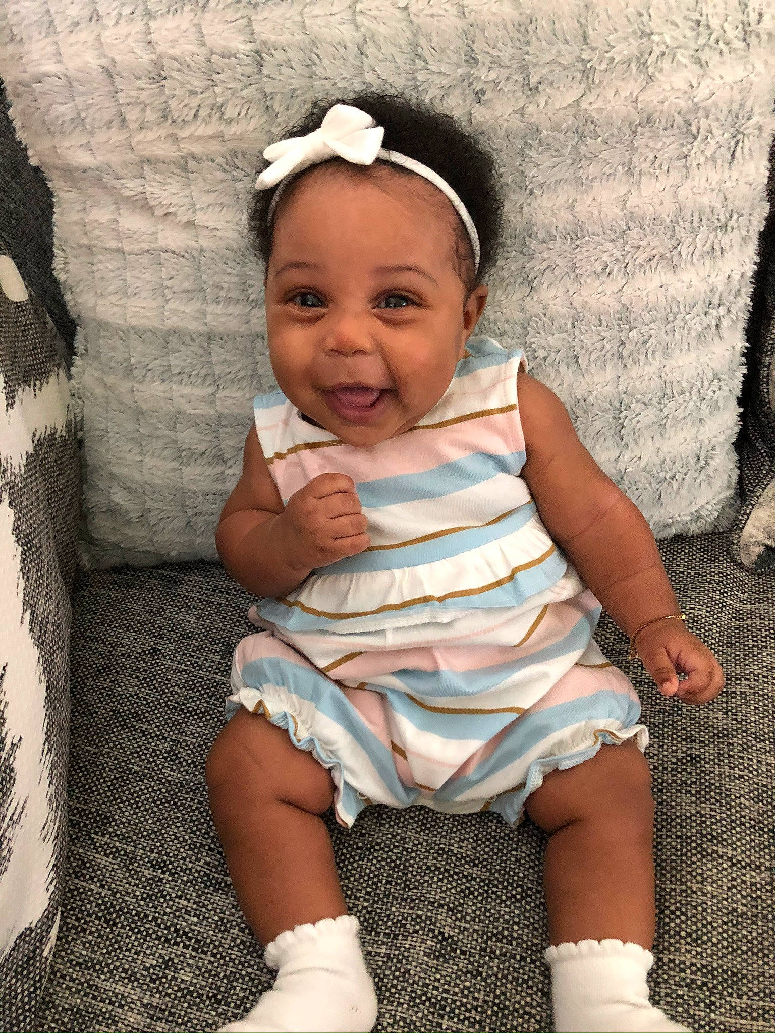 Calani joined the competition — help win amazing prizes! arm, baby, baby_toddler_clothing, beauty, cheek, child, finger, hair_accessory, happy, head, headgear, leg, people, person, pink, product, sitting, skin, smile, toddler