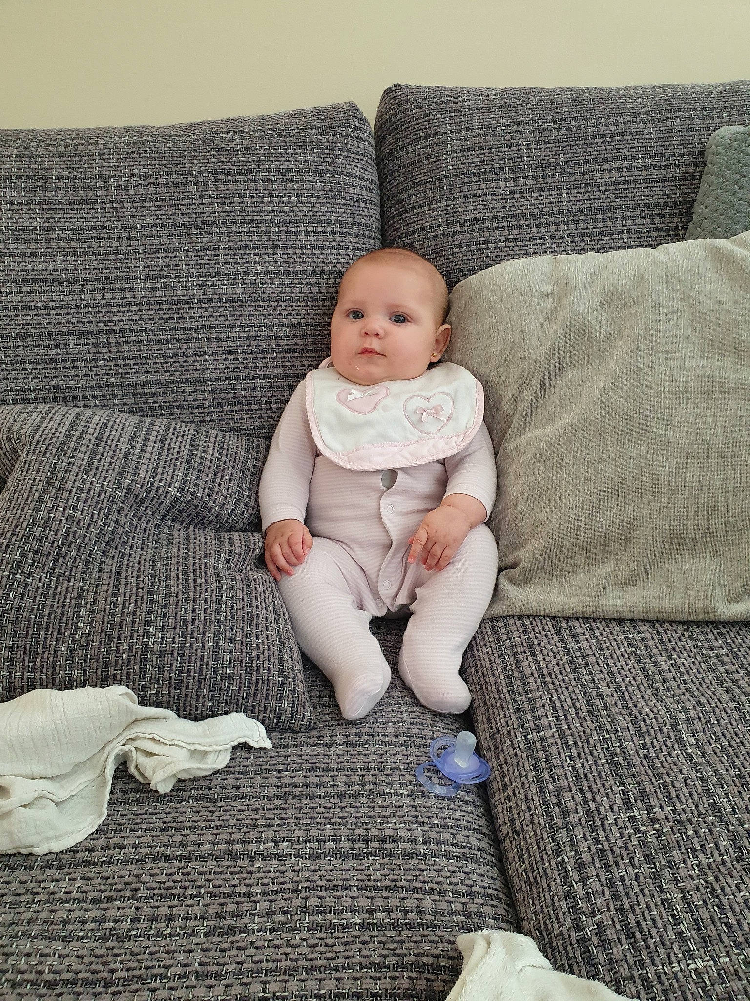 Alisha is registered to the contest to win money with this photo: baby, child, comfort, family, floor, flooring, leg, people, person, photograph, room, sitting, skin, toddler, vacation, wicker