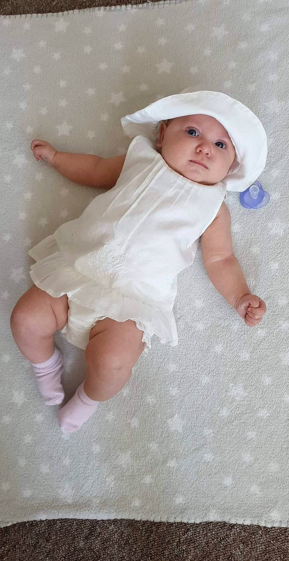 Alisha joined the competition — help win amazing prizes! baby, baby_toddler_clothing, child, costume, finger, hand, headgear, headwear, leg, person, pink, product, skin, toddler, white