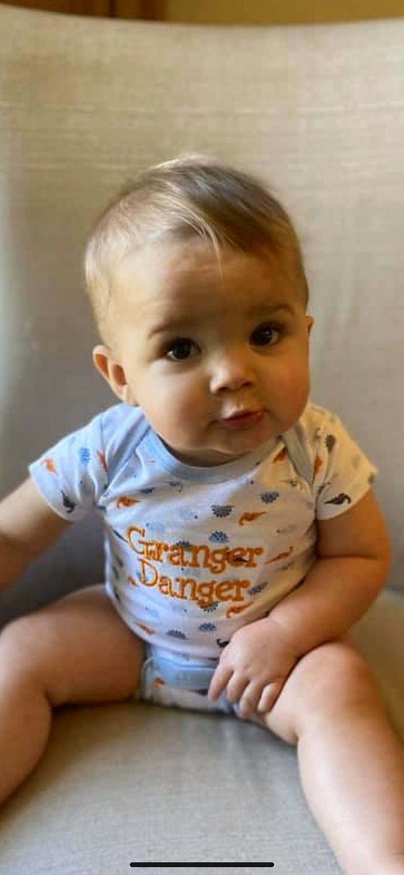 Granger joined the competition — help win amazing prizes! baby, baby_toddler_clothing, cheek, child, chin, ear, lip, nose, person, sitting, skin, smile, toddler