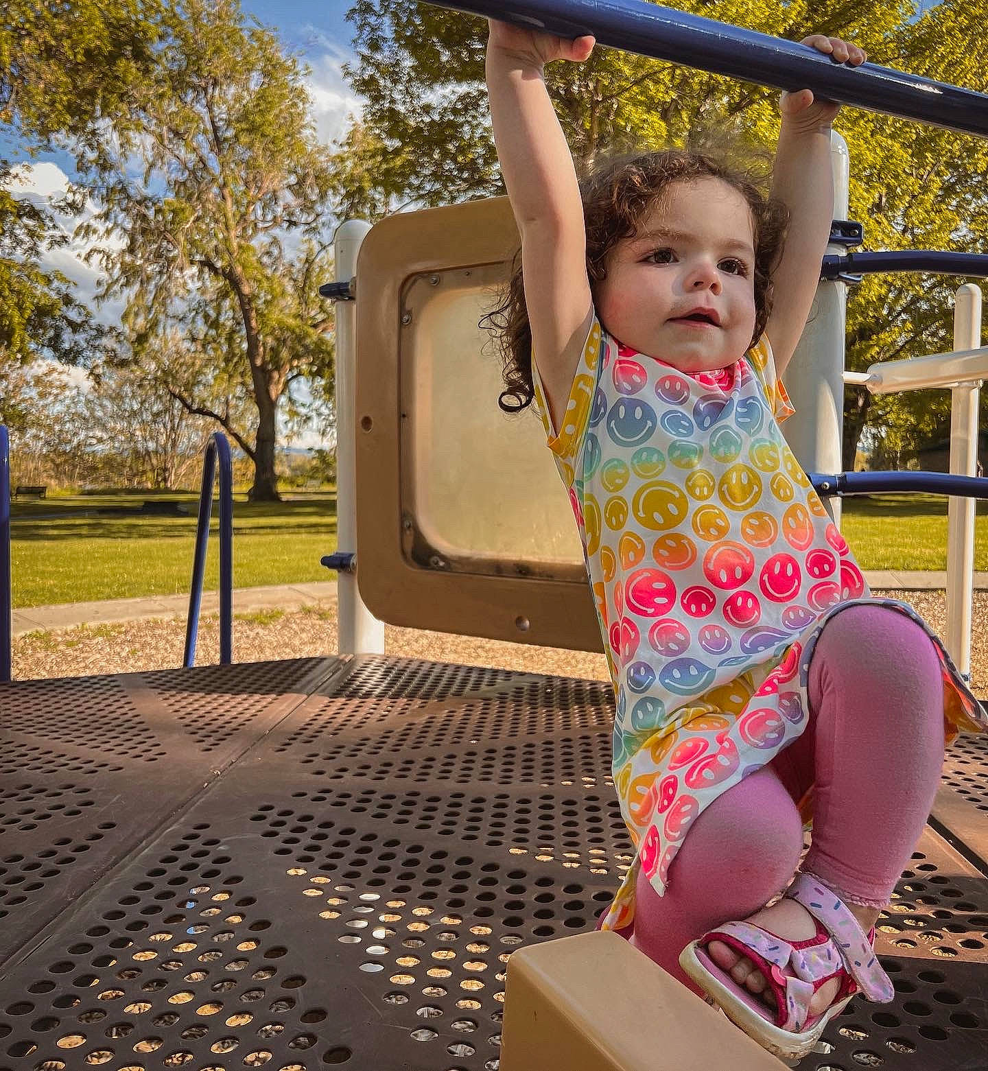 Mariana joined the competition — help win amazing prizes! baby_toddler_clothing, child, chute, city, fun, grass, happy, human_leg, leisure, magenta, outdoor_play_equipment, person, plant, playground, playground_slide, recreation, sitting, swing, tints_and_shades, toddler