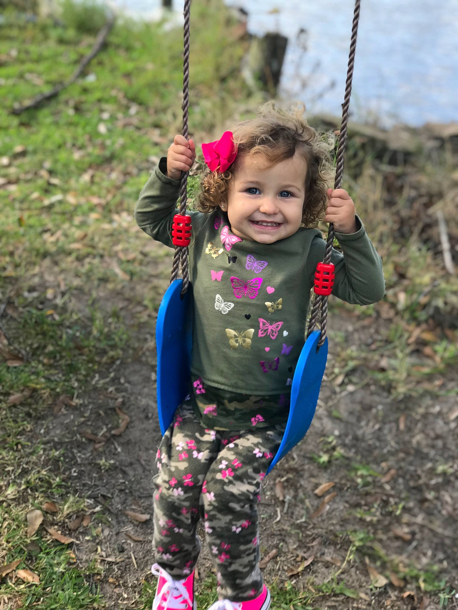 Emerlyn joined the competition — help win amazing prizes! baby_toddler_clothing, city, electric_blue, eye, face, fun, grass, happy, joy, leaf, leisure, people_in_nature, person, plant, playground, recreation, smile, soil, swing, toddler
