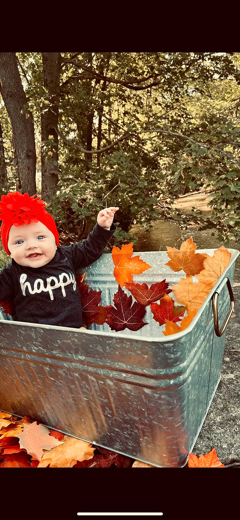 Myah joined the competition — help win amazing prizes! cap, deciduous, event, happy, hat, headwear, holiday, hoodie, jacket, joy, leaf, leisure, orange, people_in_nature, person, plant, recreation, red, toddler, tree