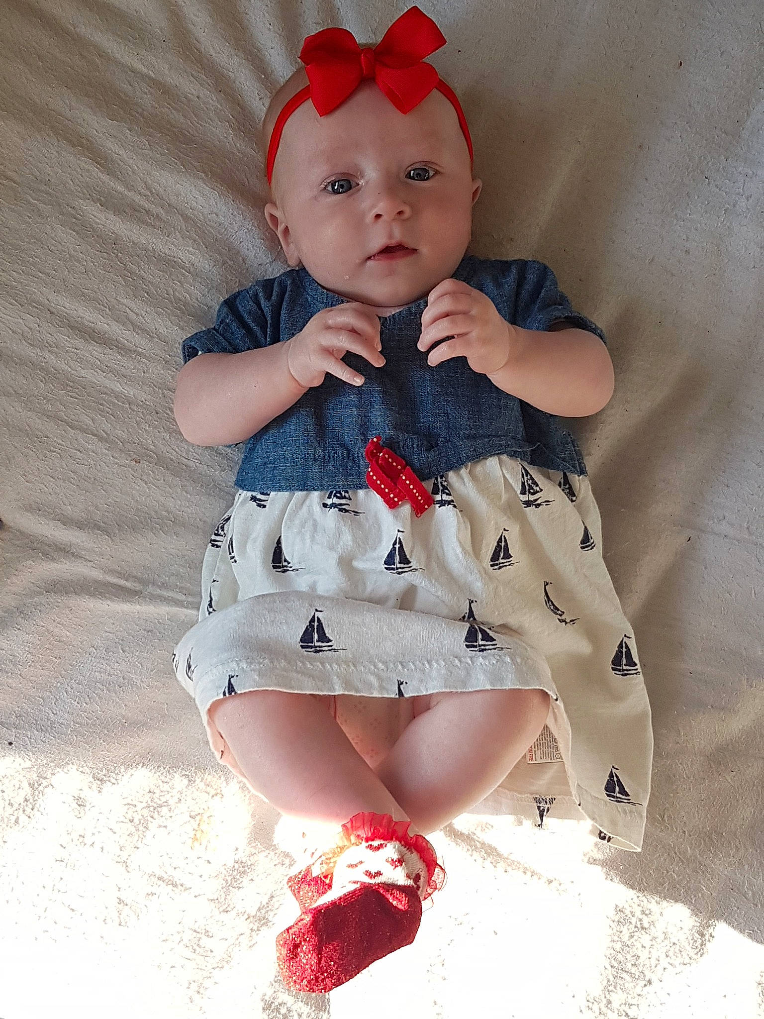 Gracie Rai Sarah joined the competition — help win amazing prizes! baby, baby_products, baby_toddler_clothing, cheek, child, costume_accessory, ear, finger, hand, head, headgear, leg, organ, pattern, person, pink, play, product, red, skin