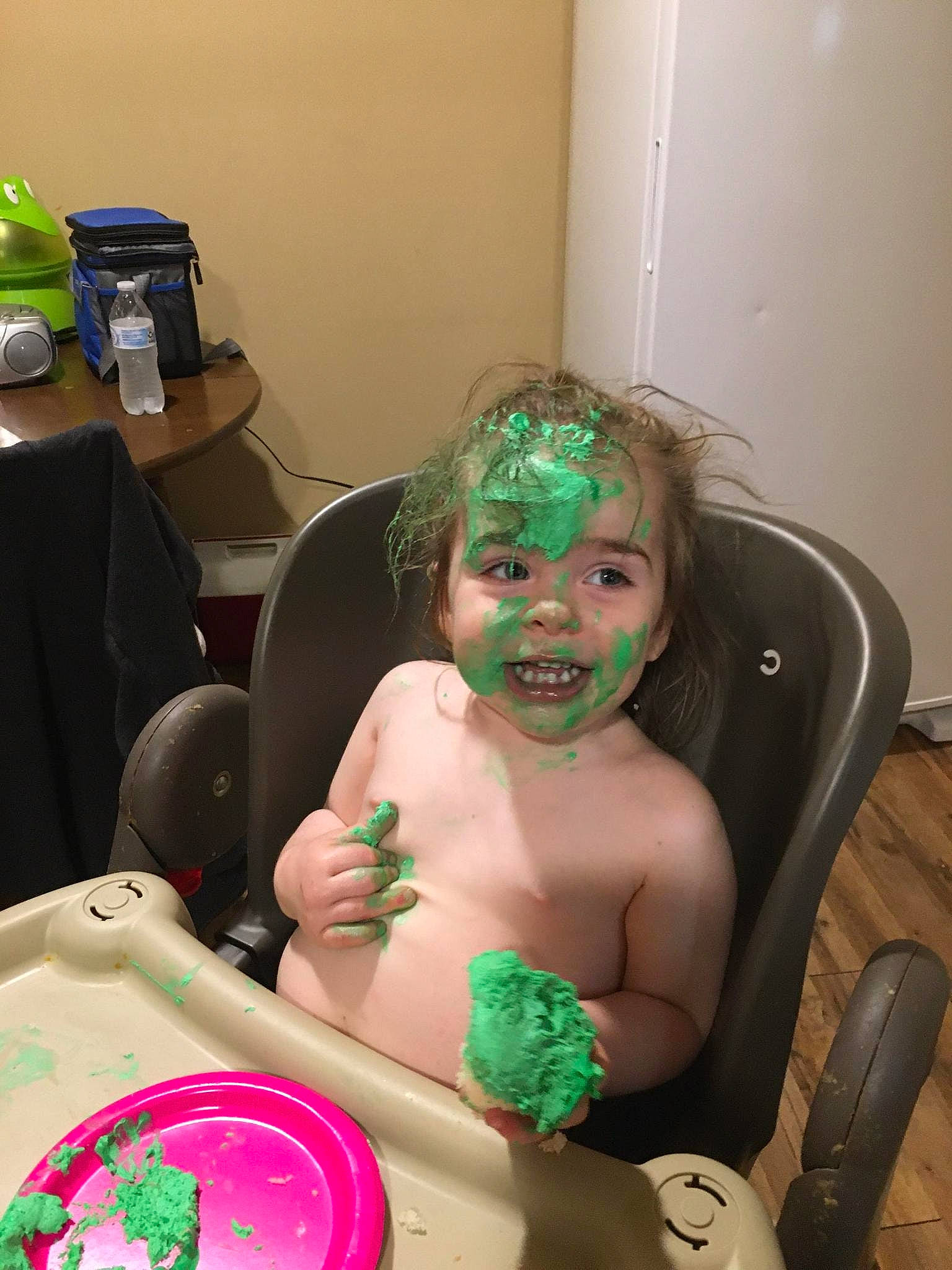 Emily joined the competition — help win amazing prizes! cake, costume, face, fictional_character, green, mouth, party, person