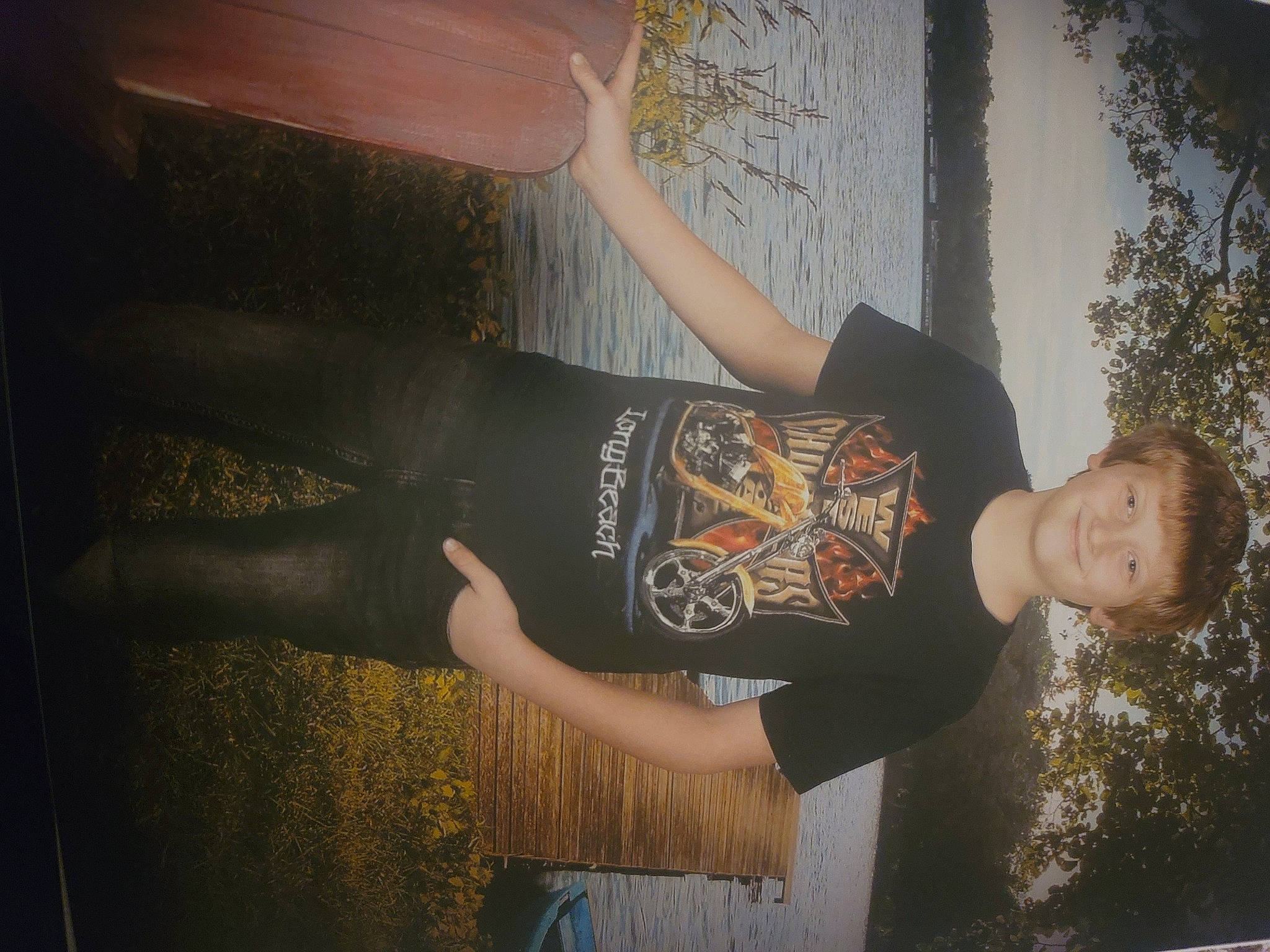 Cameron joined the competition — help win amazing prizes! arm, cool, elbow, finger, flash_photography, fun, gesture, hand, happy, joy, person, room, shadow, sleeve, standing, t_shirt, tints_and_shades, tree, trunk, visual_arts