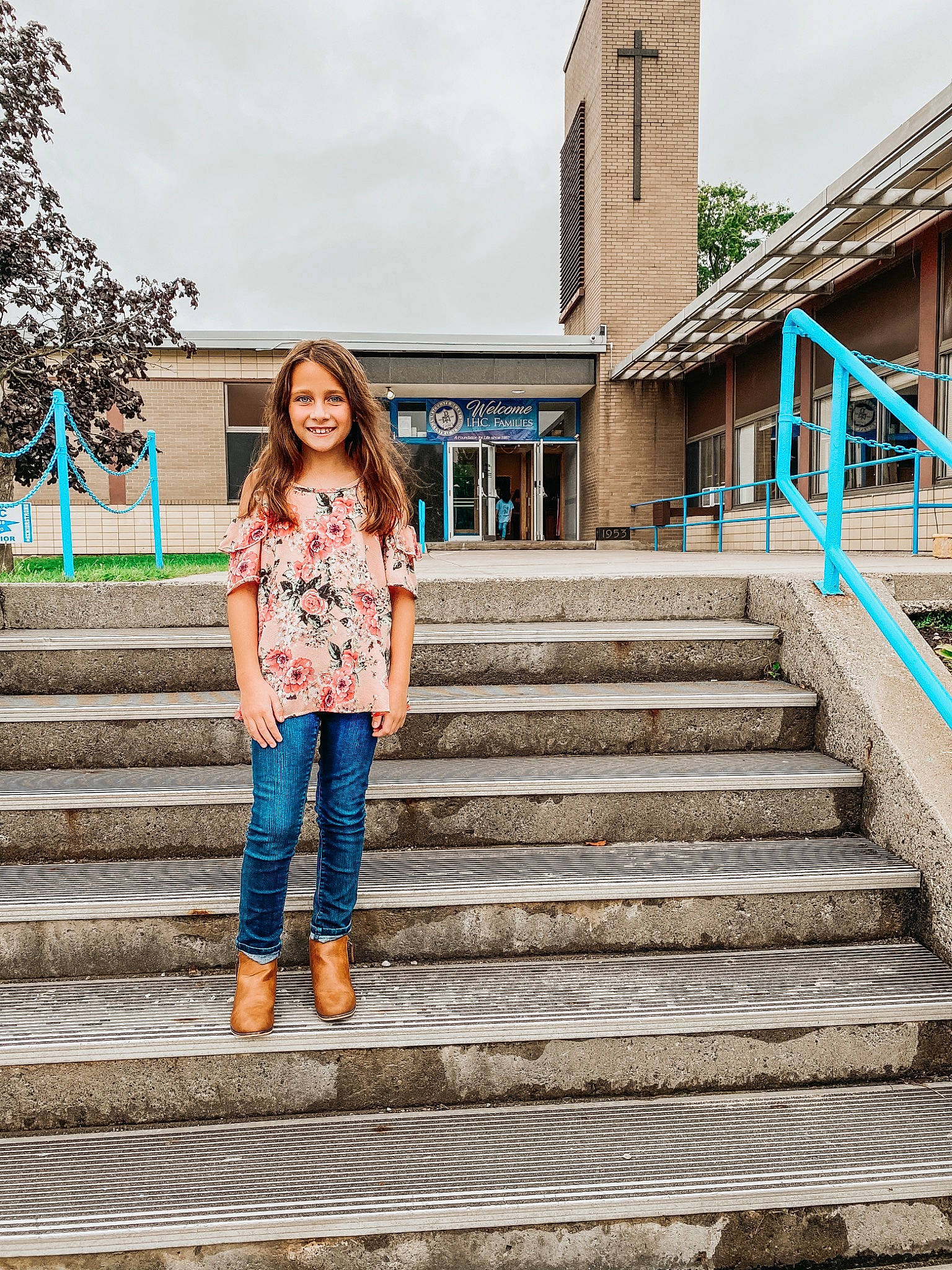 Harmonie joined the competition — help win amazing prizes! beauty, child, denim, electric_blue, fun, grass, happy, joy, leisure, pattern, person, sky, stairs, street_fashion, symmetry, t_shirt, toddler, tourism, tree, wall