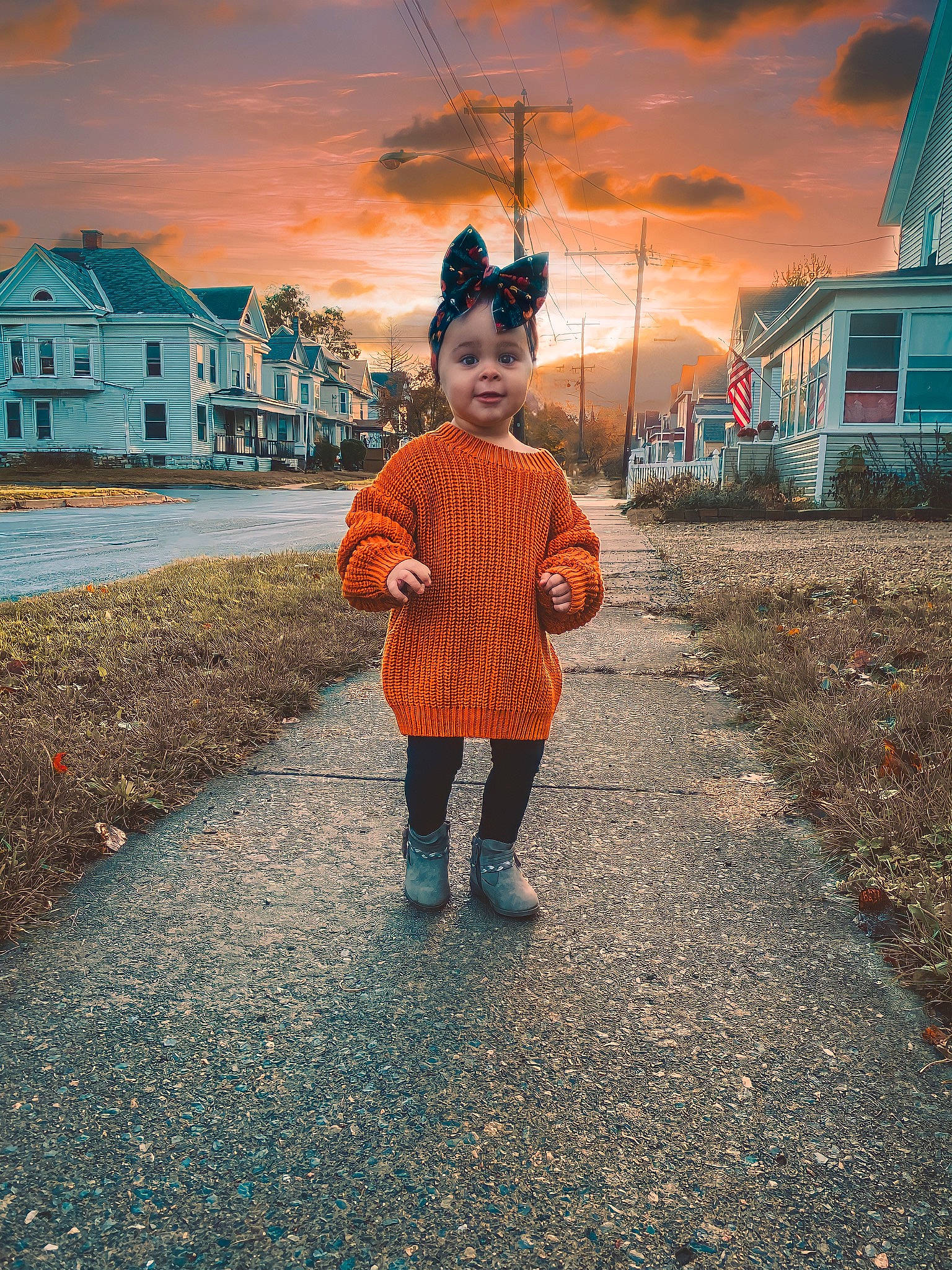 Josephine is registered to the contest to win money with this photo: afterglow, asphalt, cloud, dusk, flash_photography, fun, grass, happy, horizon, landscape, leisure, morning, people_in_nature, person, road_surface, sky, sunlight, sunset, tints_and_shades, toddler