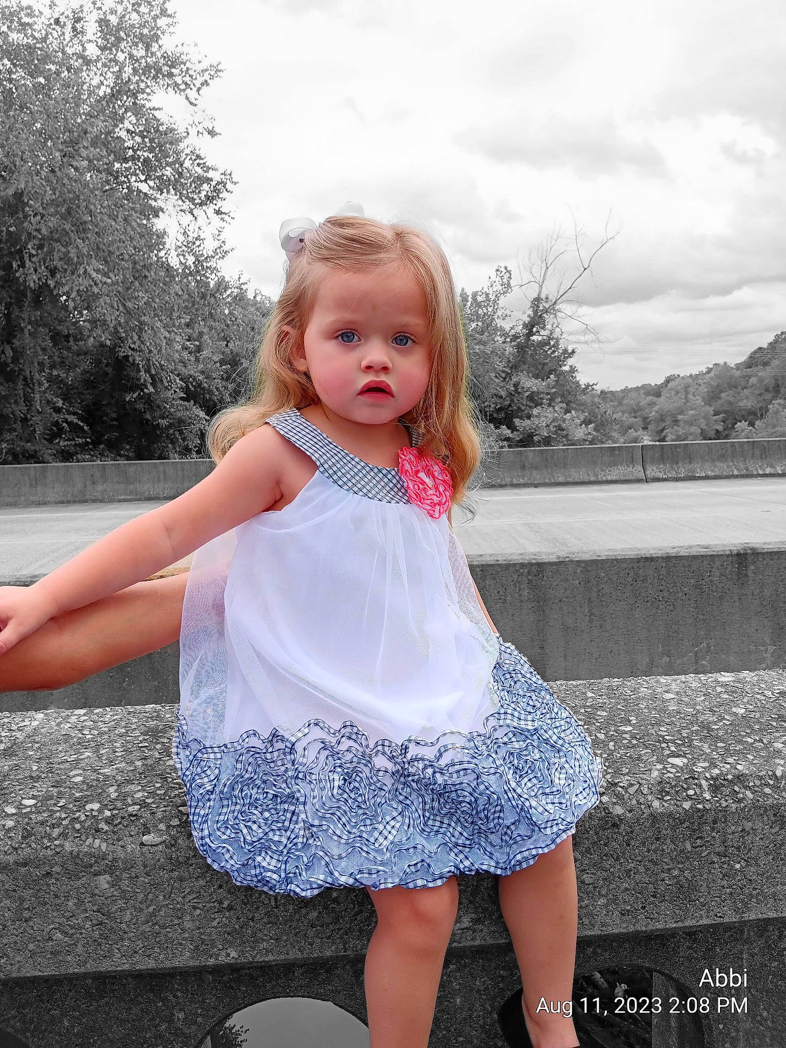 Abigail joined the competition — help win amazing prizes! cloud, day_dress, dress, eye, fashion, flash_photography, hair, hairstyle, happy, head, iris, lip, person, pink, shoulder, skin, sky, sleeve, standing, tree