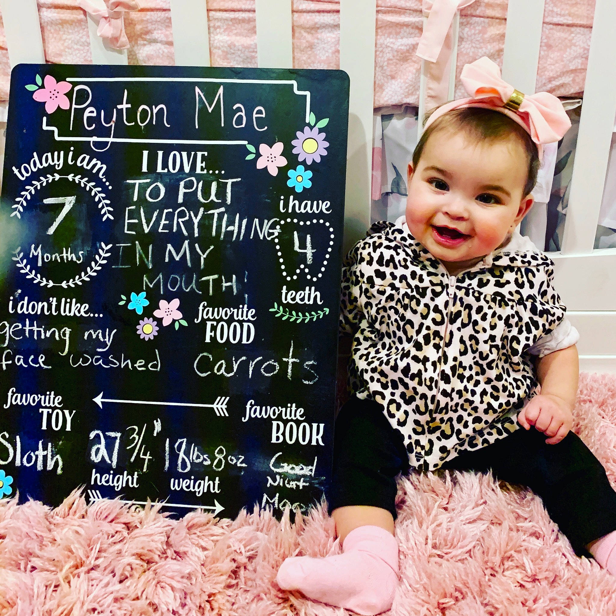 Peyton joined the competition — help win amazing prizes! baby, baby_toddler_clothing, blackboard, child, design, dress, happy, joy, pattern, person, pink, play, product, sleeve, t_shirt, textile, toddler
