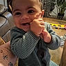 Armani joined the competition — help win amazing prizes! baby, caregiver, child, fingers, hands, happy, home, houseplant, indoors, infant, laundry, living_room, oneplus_watermark, photography, portrait, sitting, smiling, sofa, striped_pajamas, tattoo