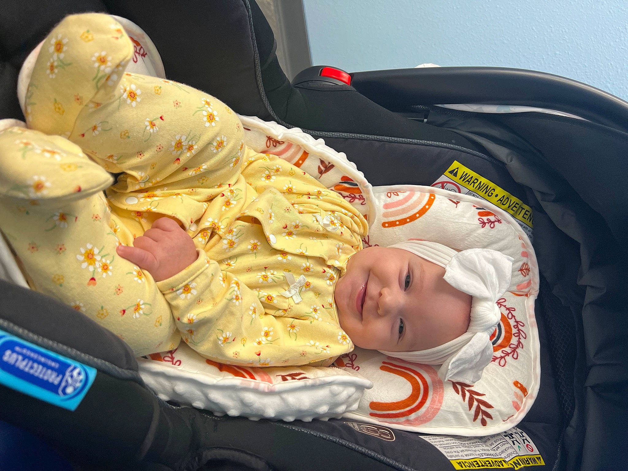 Millie joined the competition — help win amazing prizes! baby, baby_carriage, baby_in_car_seat, baby_products, baby_safety, baby_sleeping, baby_toddler_clothing, car_seat, carmine, child, comfort, hat, headwear, human_body, joy, person, product, sleep, toddler