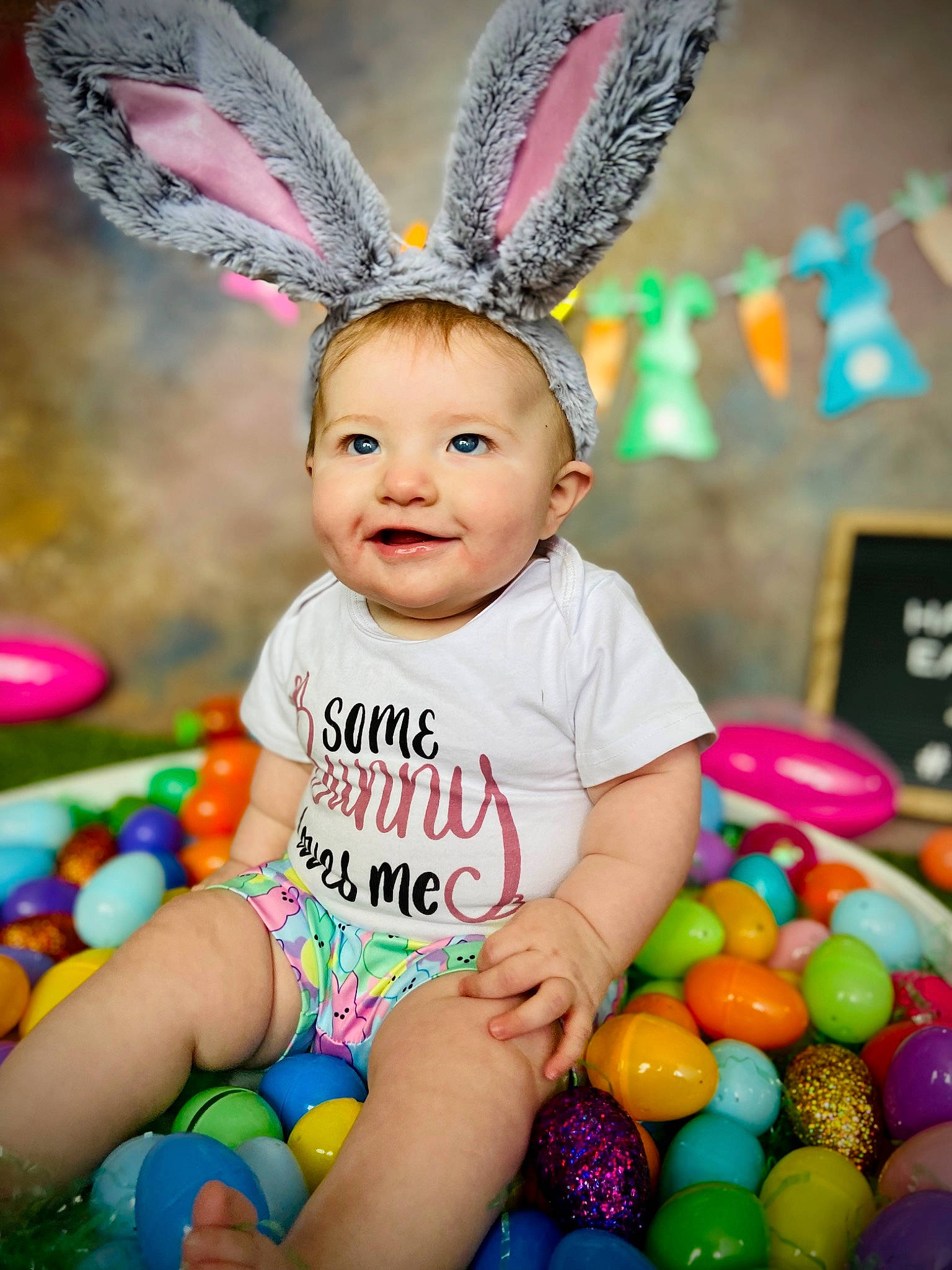 Amelia joined the competition — help win amazing prizes! baby, baby_toddler_clothing, ball_pit, child, event, fawn, fun, green, happy, hat, holiday, joy, party_supply, people, person, photograph, smile, snapshot, sweetness, toddler