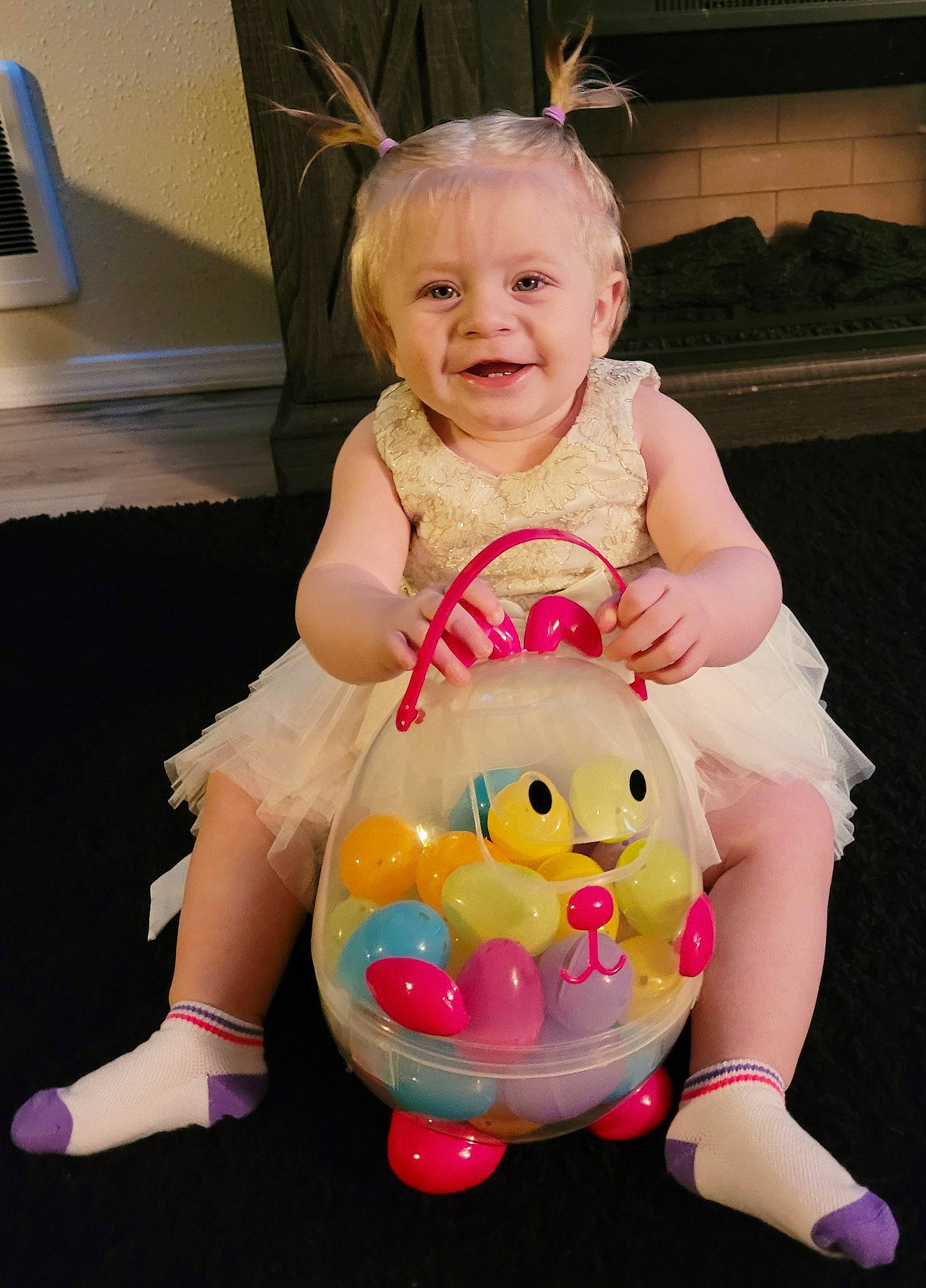 Faye is registered to the contest to win money with this photo: baby, baby_products, baby_toddler_clothing, child, doll, dress, event, fun, grass, happy, head, joy, person, pink, plush, sitting, skin, smile, stuffed_toy, teddy_bear