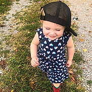 Stormie joined the competition — help win amazing prizes! toddler, child, girl, dress, heart_pattern, cap, black_cap, red_boots, outdoor, grass, gravel_path, walking, smiling, happy, nature, fall_leaves, fashion, cute, young_child, playful