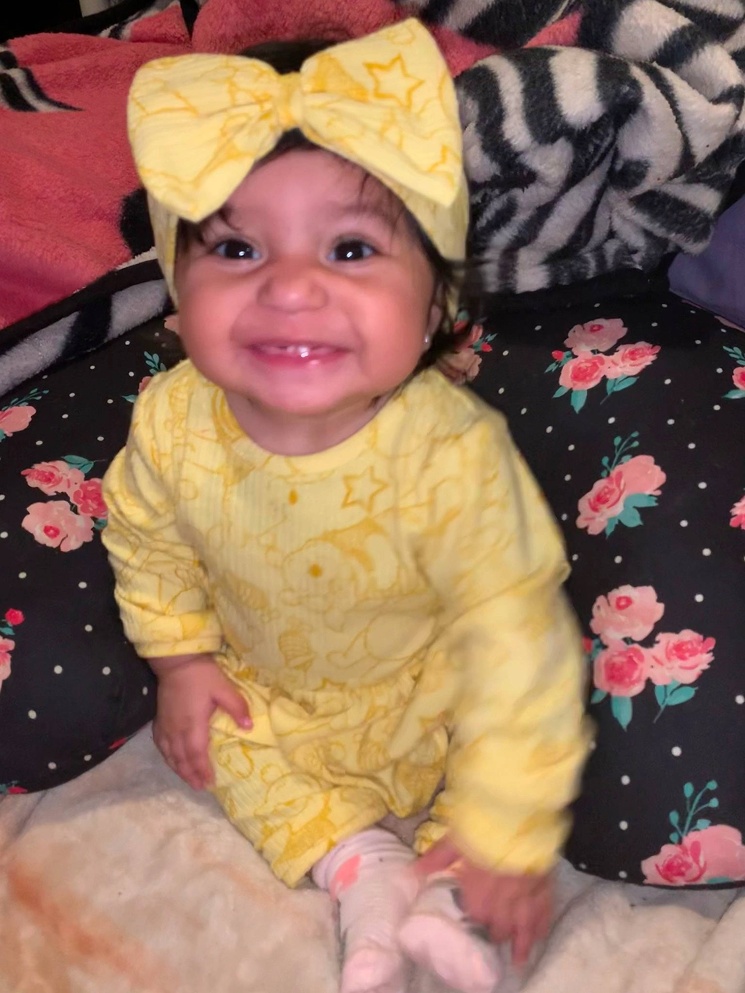 Millannii is registered to the contest to win money with this photo: baby, baby_laughing, baby_toddler_clothing, beauty, cheek, child, eye, face, happy, head, headgear, headwear, joy, magenta, pattern, person, pink, skin, sleeve, smile